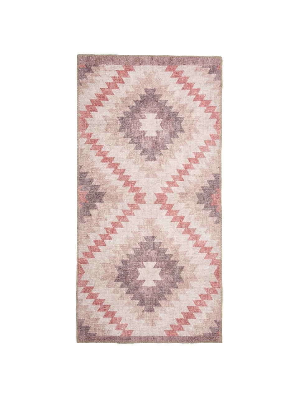 Tapis kilim réversible style ethnique Ana Diamonds, Vieux rose, multicolore