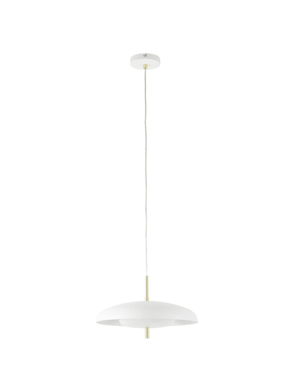Lampa wisząca Mathea, Biały, odcienie mosiądzu, Ø 38 x W 8 cm