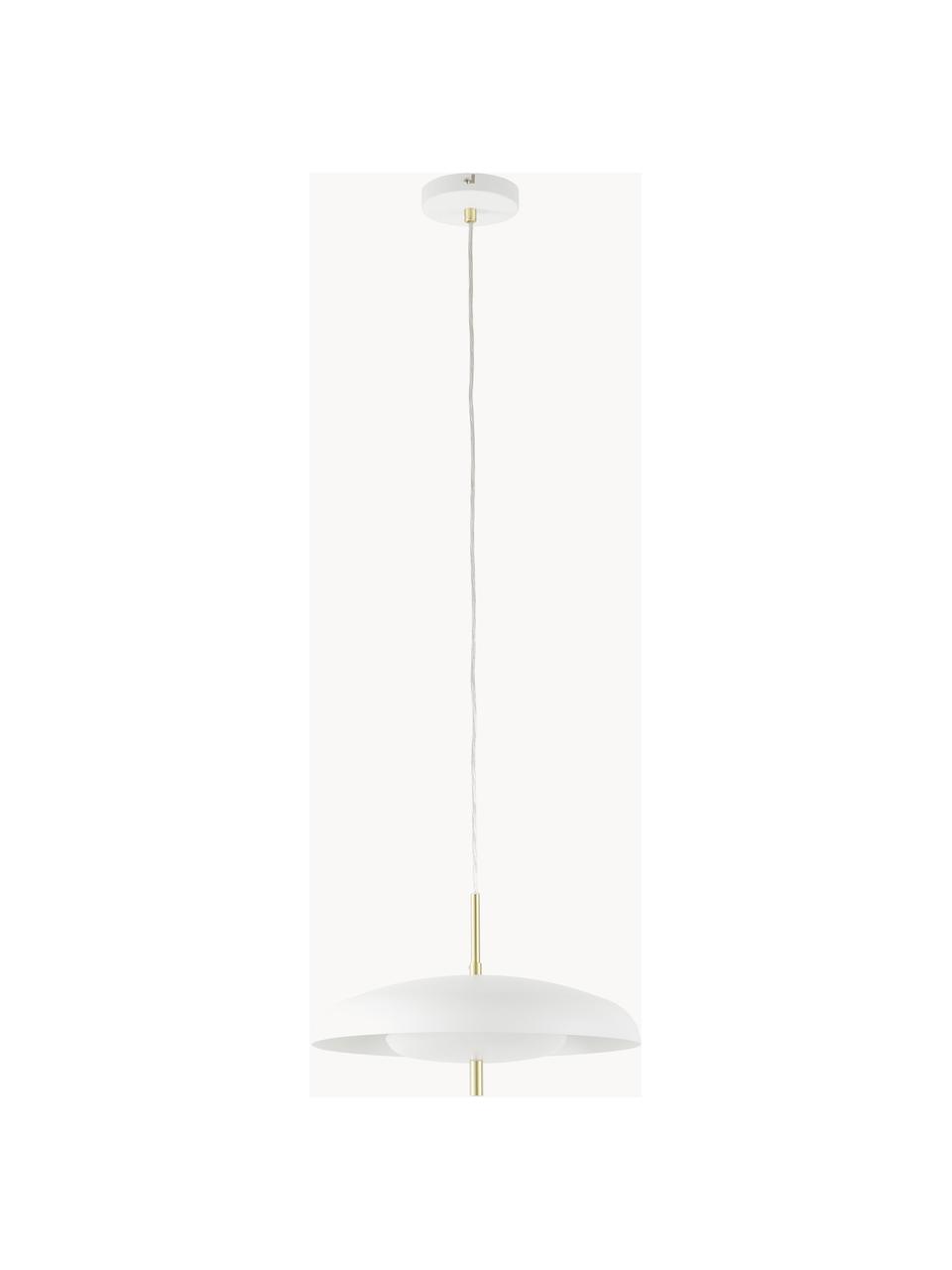 Hanglamp Mathea-goudkleurig, Lamp: vermessingd metaal, Wit, goudkleurig, Ø 38 x H 8 cm