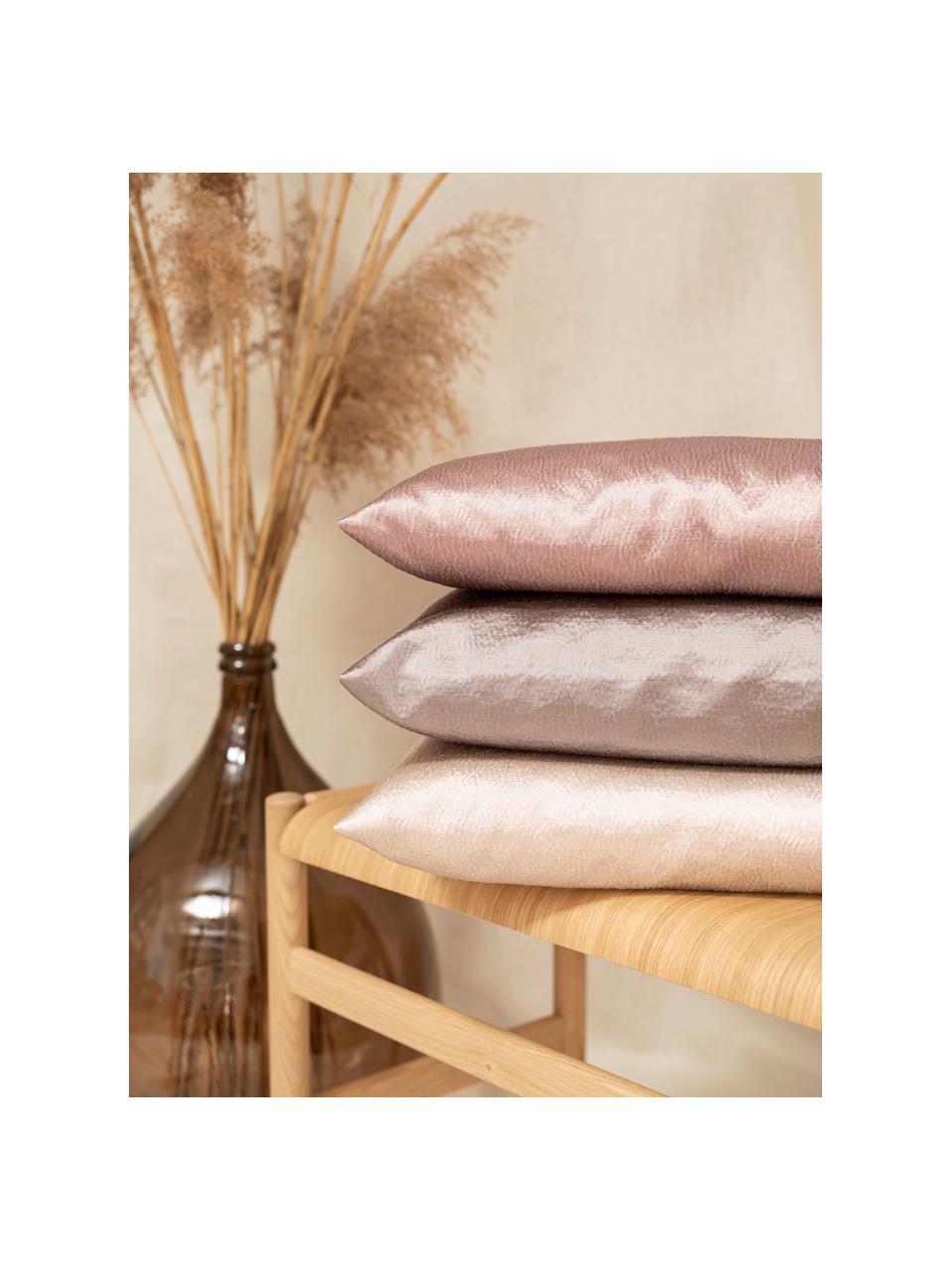 Glanzende kussenhoes Nilay in beige, 56% katoen, 44% polyester, Beige, 40 x 40 cm