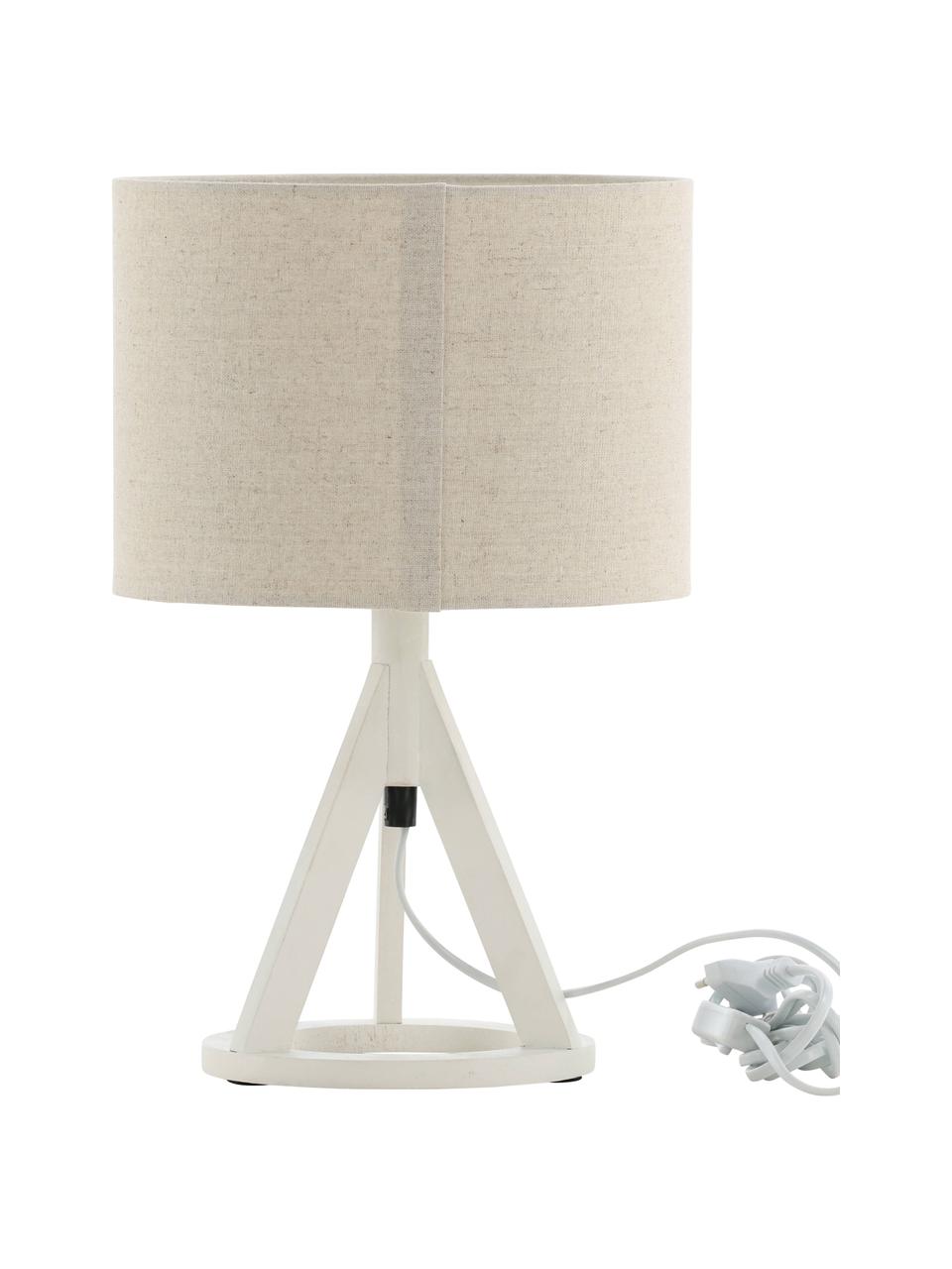 Lámpara de mesa grande Kona, Pantalla: lino, Cable: plástico, Blanco, Ø 25 x Al 51 cm