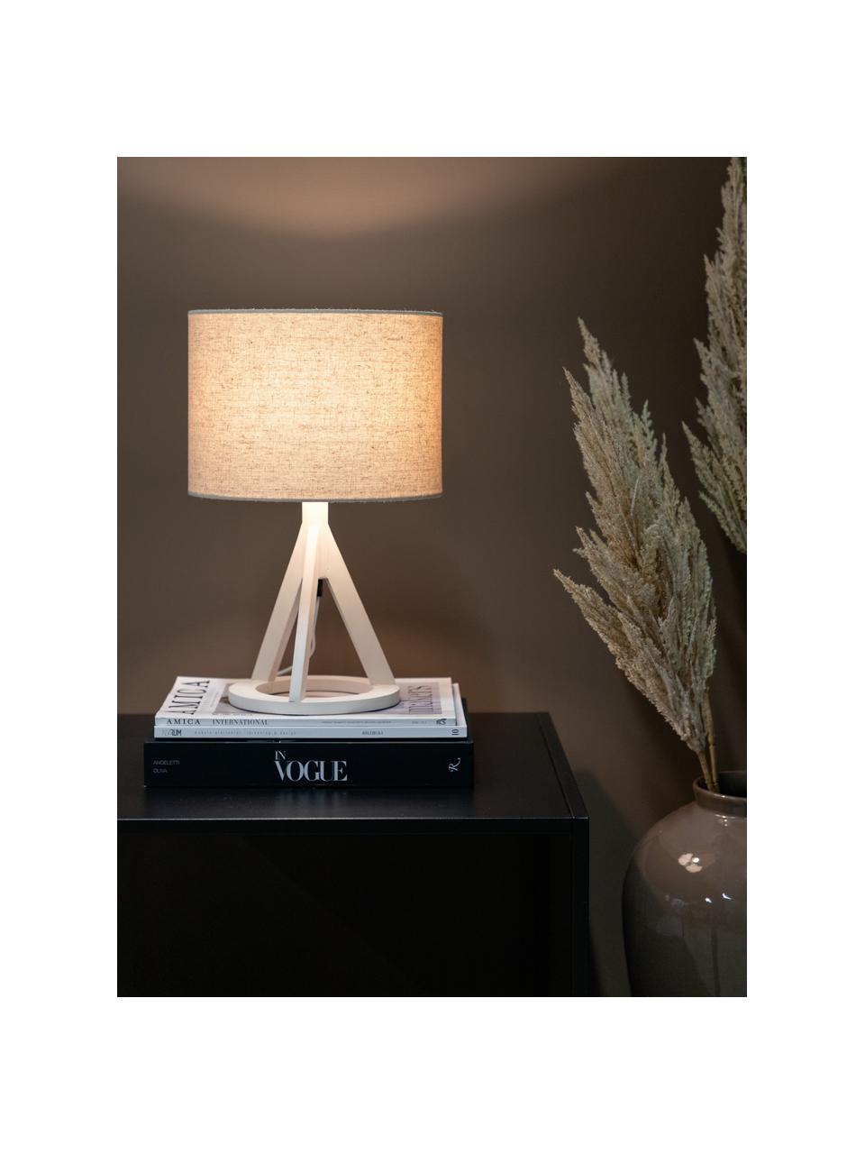Große Tischlampe Kona, Lampenschirm: Leinen, Weiß, Ø 25 x H 51 cm