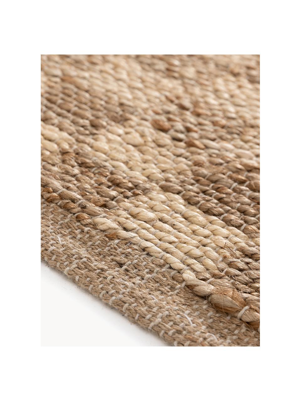 Handgewebter Jute-Teppich Raissa, 80 % Jute, 20 % Baumwolle, Hellbraun, B 120 x L 170 cm (Größe S)