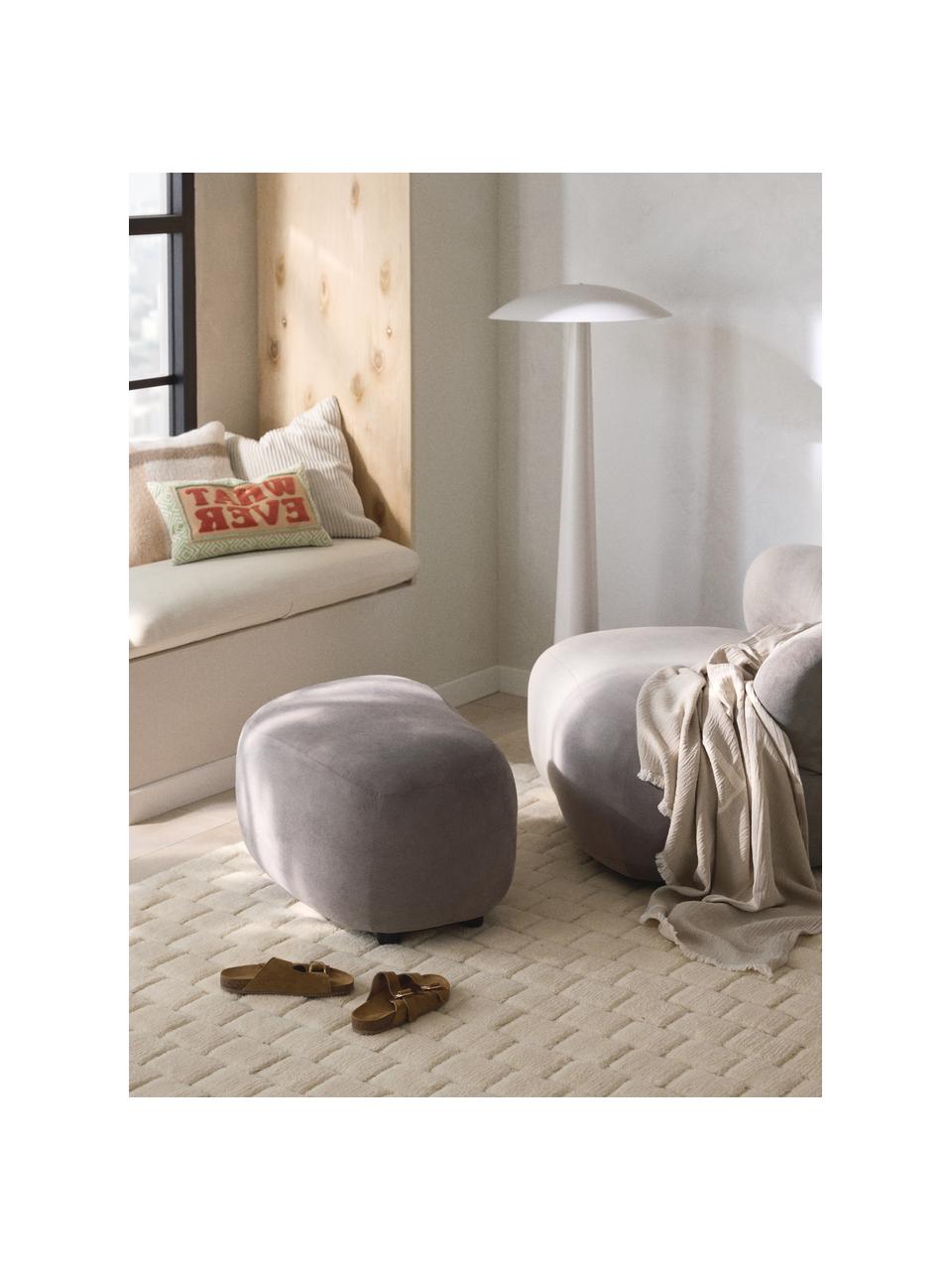 Hocker Alba, Bezug: 100 % Polyester (Teddy) D, Füße: Kunststoff Dieses Produkt, Webstoff Taupe, B 70 x H 42 cm, gebogen links