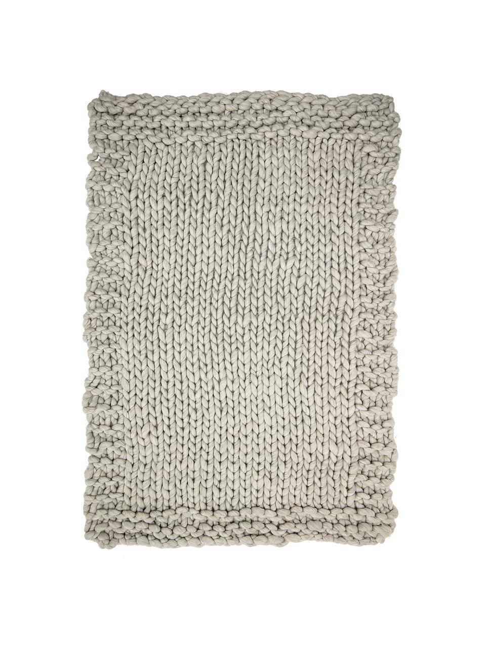 Manta pequeña de punto de lana Fern, 60% lana, 40% acrílico, Gris, An 120 x L 150 cm