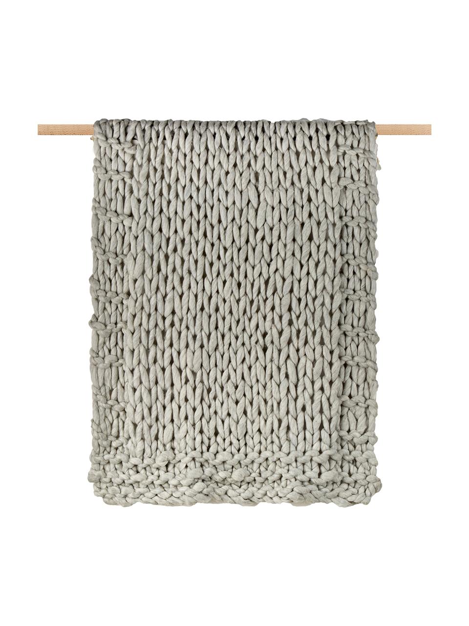 Kleines Grobstrick-Wollplaid Fern, 60% Wolle, 40% Acryl, Grau, 150 x 3 cm