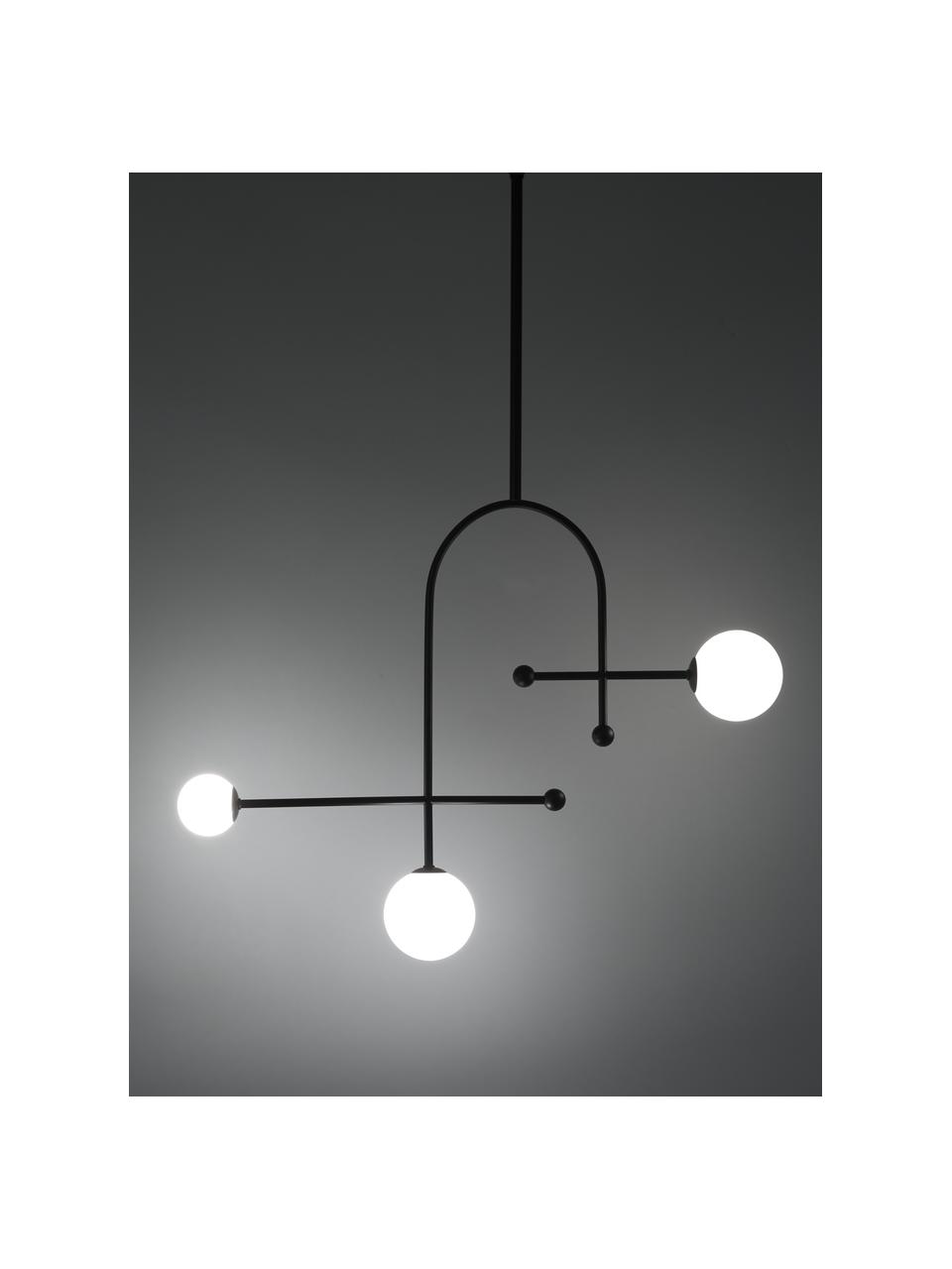 Grande suspension moderne Otis, Noir, blanc, larg. 82 x haut. 120 cm