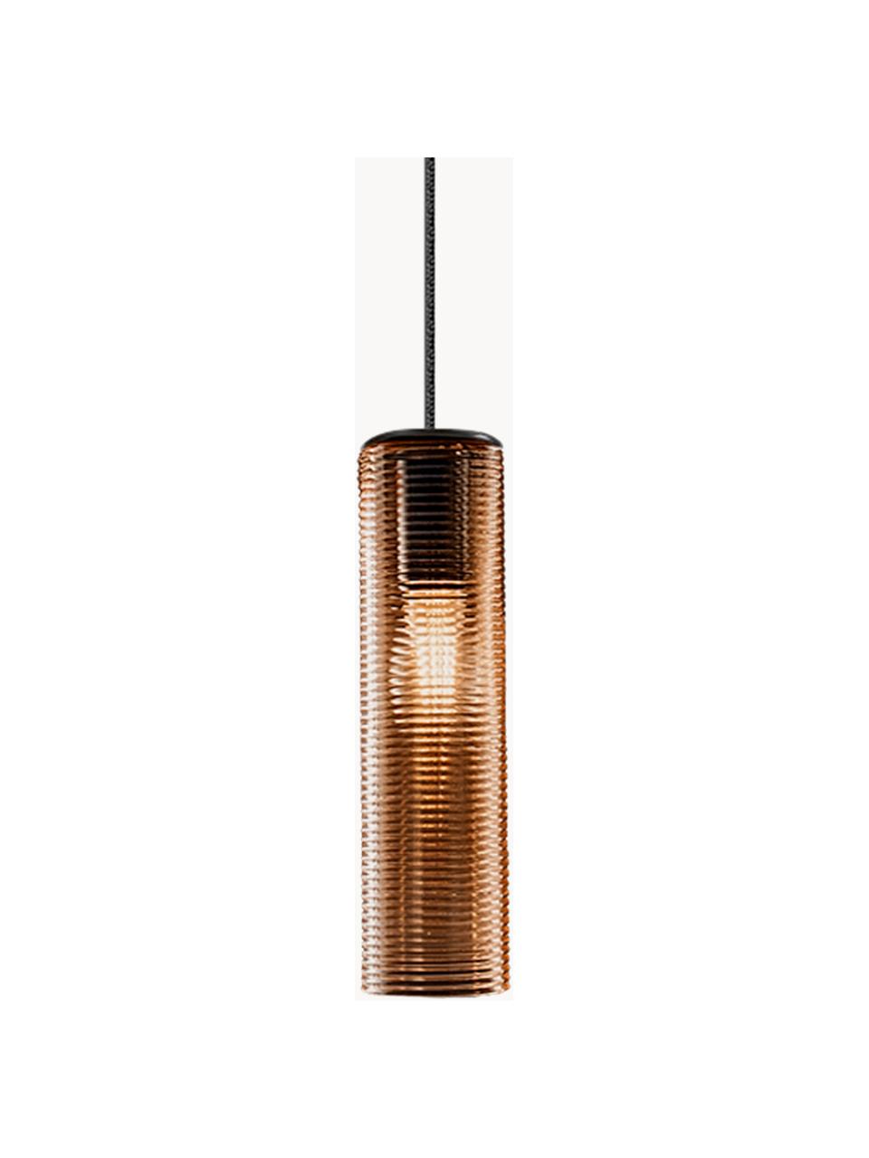 Mondgeblazen hanglamp Clio van getint glas, Lampenkap: glas, Bruin, semi-transparant, Ø 9 x H 31 cm