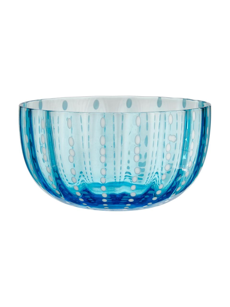 Mondgeblazen schalen set Perle, 6-delig, Glas, Transparant, wit, aquakleurig, amberkleurig, pastelpaars, blauw en grasgroen, Ø 12 x H 6 cm