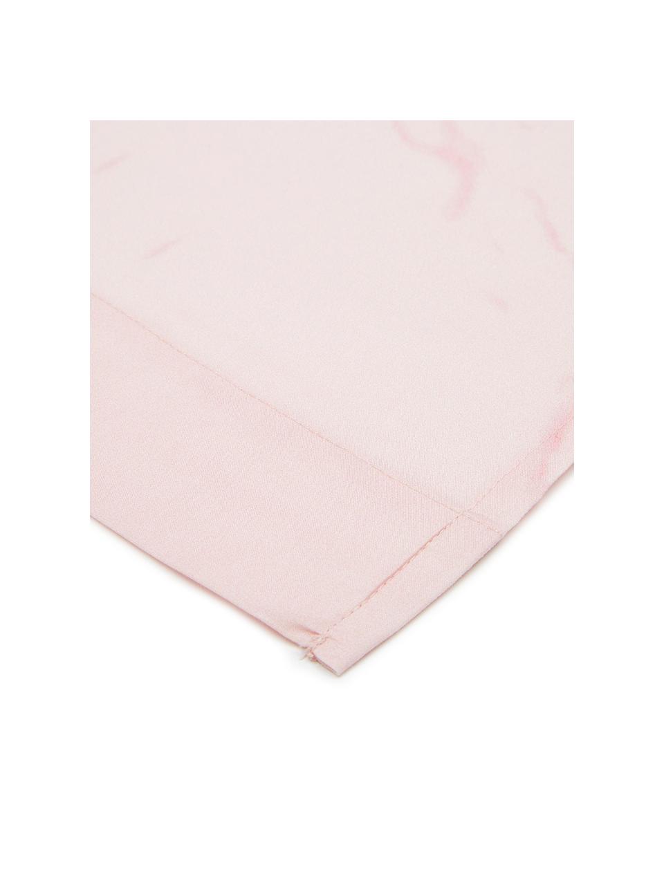 Drap plat en percale Malin, Endroit : imprimé marbré, rose Envers : rose, uni, 180 x 300 cm