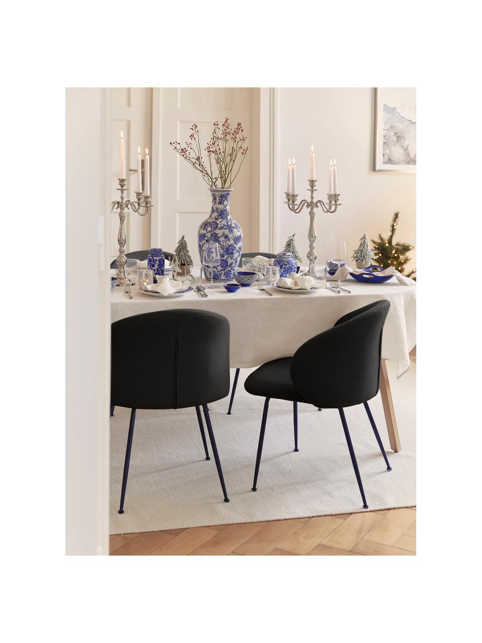 Sedia imbottita Luisa 2 pz, Rivestimento: 100% poliestere Il rivest, Gambe: metallo verniciato a polv, Tessuto nero, nero, Larg. 59 x Prof. 58 cm