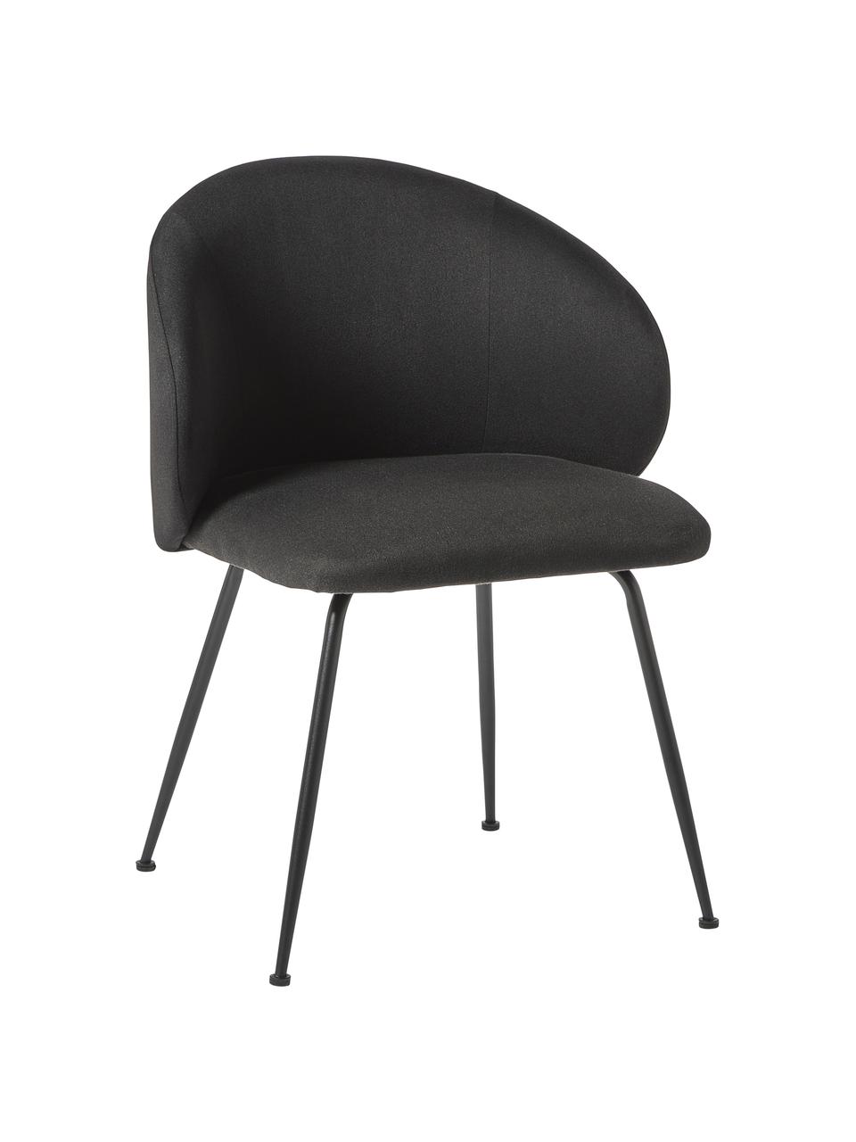 Sedia imbottita Luisa 2 pz, Rivestimento: 100% poliestere Il rivest, Gambe: metallo verniciato a polv, Tessuto nero, nero, Larg. 59 x Prof. 58 cm