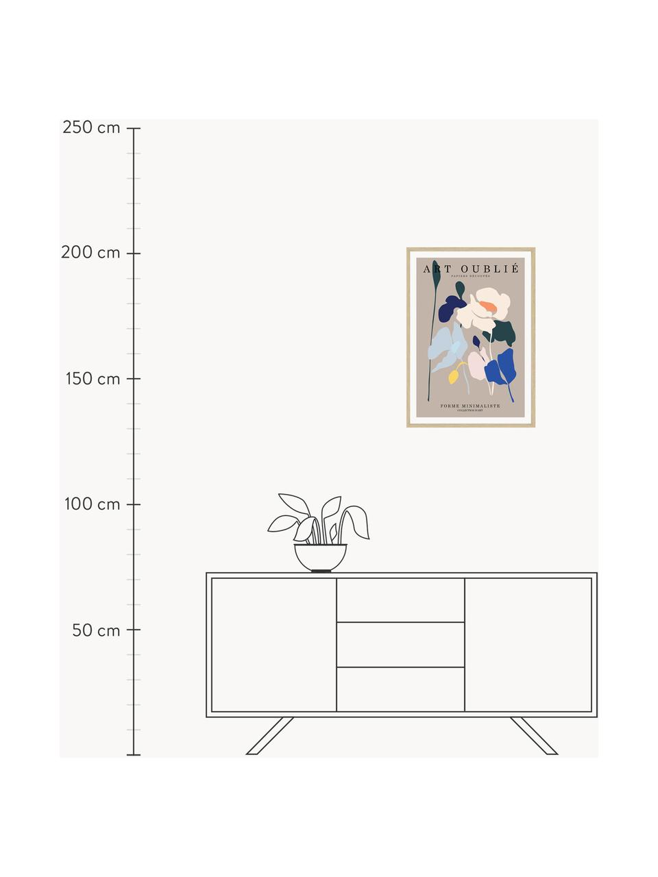 Gerahmter Digitaldruck Flower, Bild: Digitaldruck auf Papier, Rahmen: Holz, Mitteldichte Holzfa, Front: Glas, Mehrfarbig, B 32 x H 42 cm