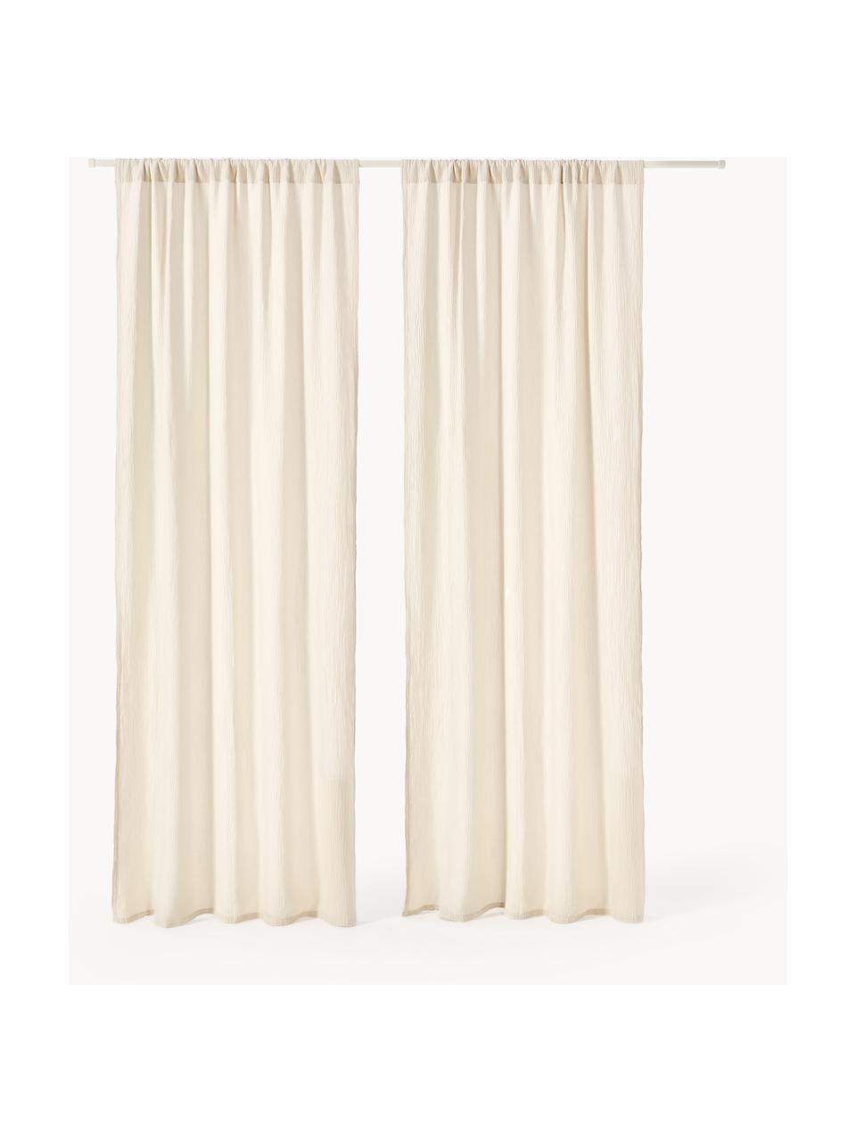 Cortinas semitransparente de muselina con dobladillo Malvina, 2 uds., 100% algodón

El material utilizado para este producto ha sido probado contra sustancias nocivas y está certificado según el STANDARD 100 por OEKO-TEX®, 6457CIT, CITEVE., Blanco crema, An 130 x L 260 cm