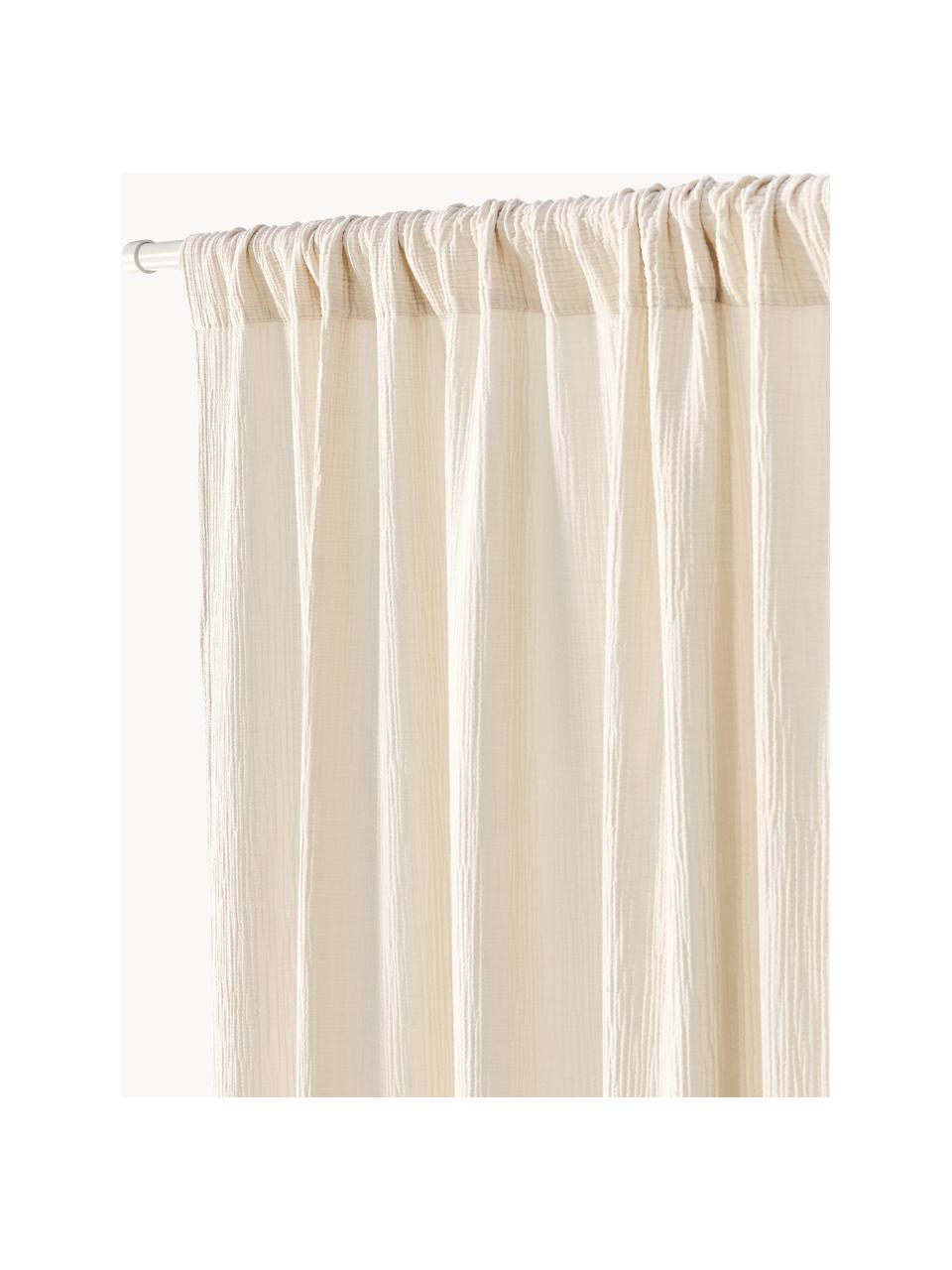 Rideaux en mousseline semi-transparents avec coulisses supérieures Malvina, 2 pièces, 100 % coton

Le matériau est certifié STANDARD 100 OEKO-TEX®, 6457CIT, CITEVE, Blanc crème, larg. 130 x long. 260 cm