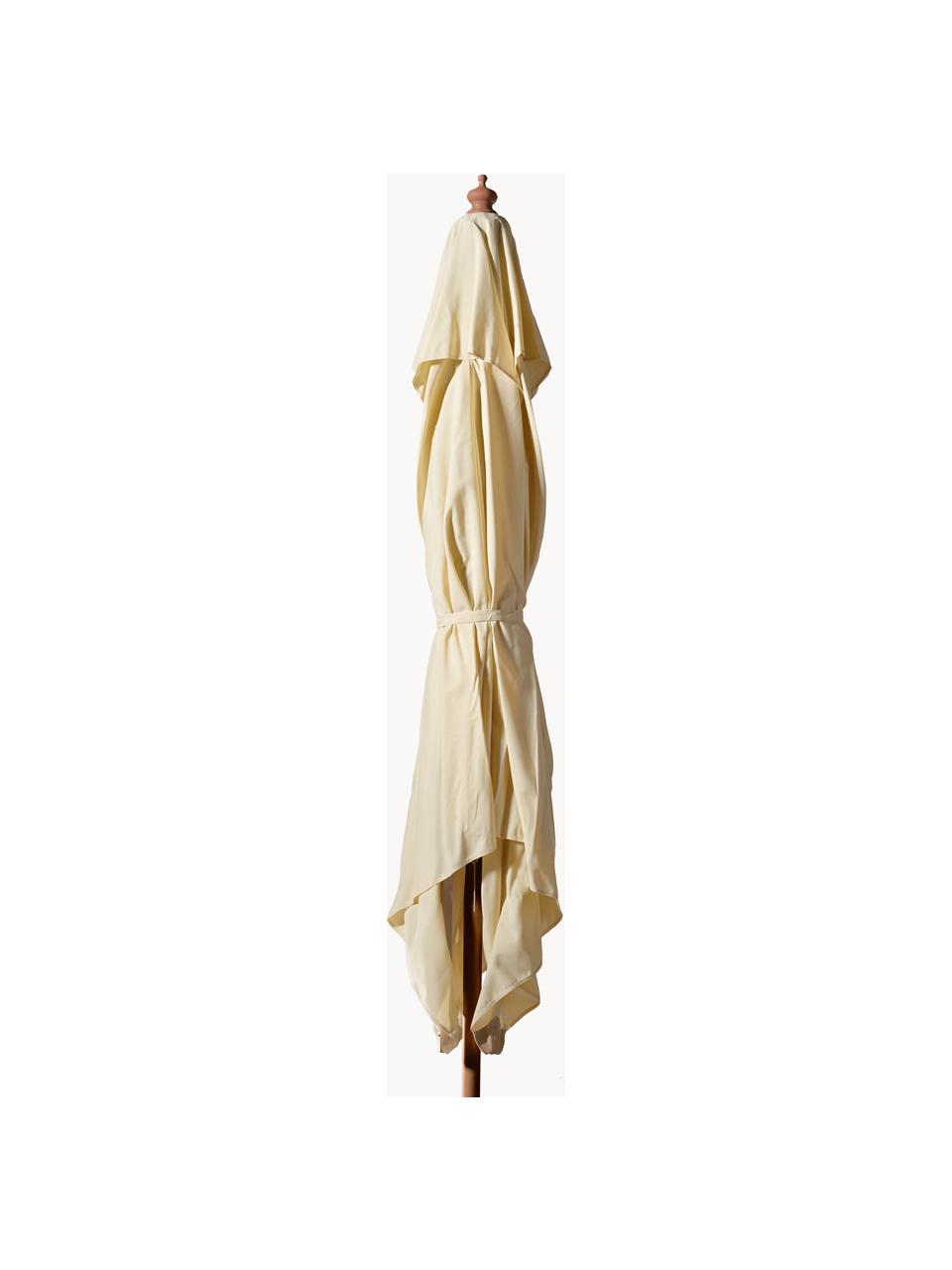 Ombrellone rotondo Lizzano, Ø 400 cm, Struttura: legno di eucalipto, Bianco crema, Ø 400 x Alt. 265 cm