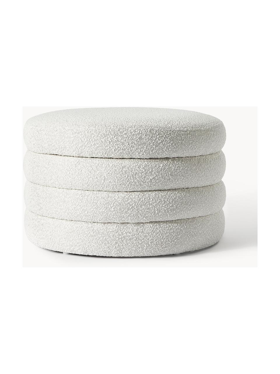 Grand pouf en tissu bouclé avec rangement Alto, Bouclé blanc cassé, Ø 69 x haut. 44 cm