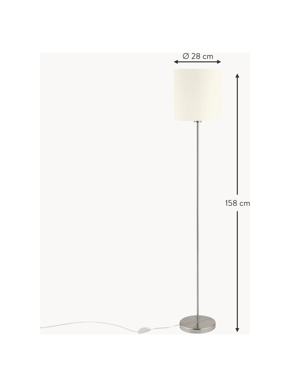 Lampadaire Mick, Blanc, argenté, haut. 154 cm