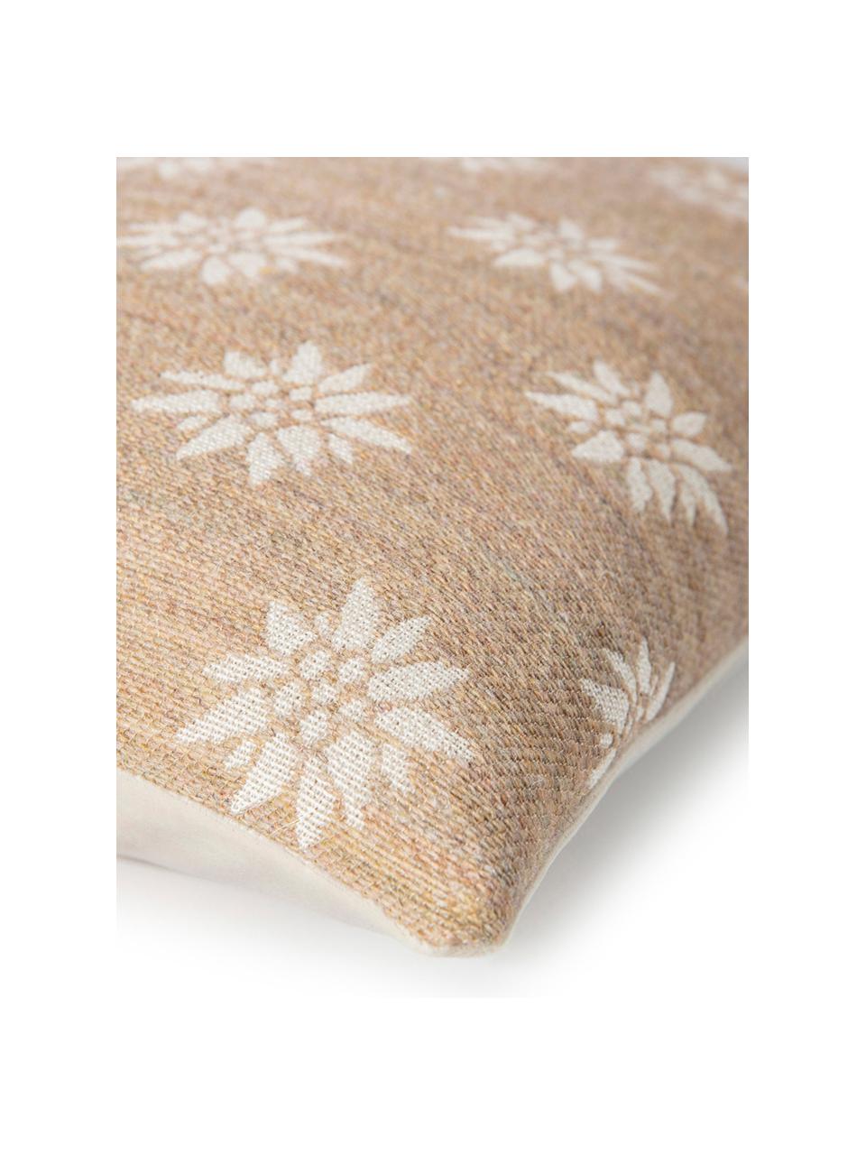 Housse de coussin à imprimé floral Leonie, Couleur sable, beige