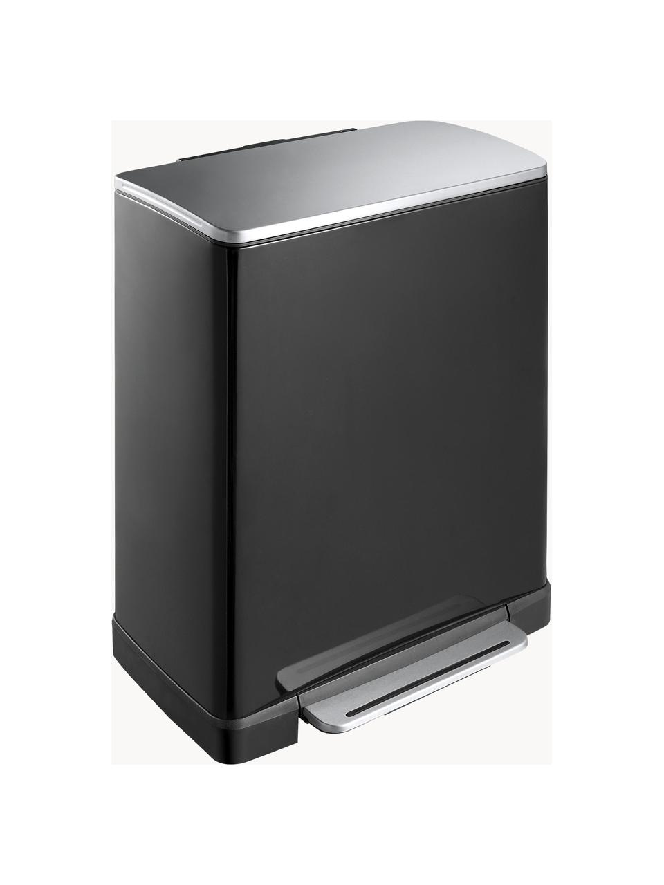 Afvalemmer Recycle E-Cube, 28 L + 18 L, Houder: staal, Mat zwart, B 50 x D 35 cm, 28 L + 18 L