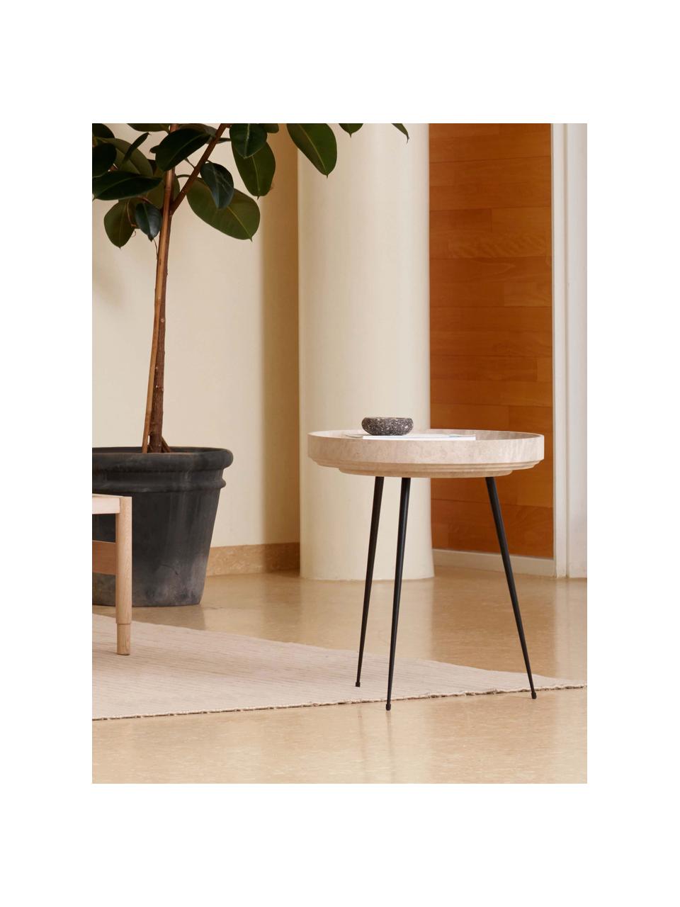 Table d'appoint en bois de chêne artisanale Bowl, Bois de chêne, beige clair laqué, Ø 46 x haut. 55 cm