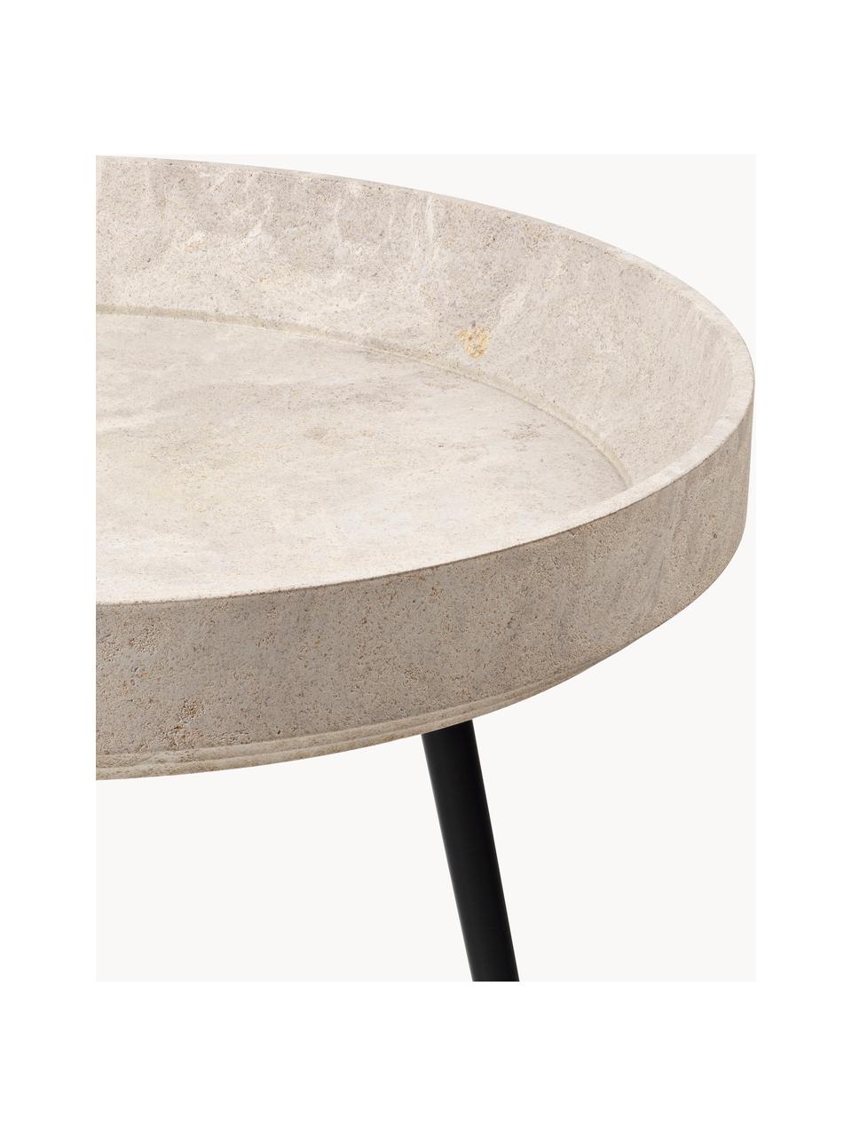 Ręcznie wykonany okrągły stolik pomocniczy z drewna dębowego Bowl, Blat: drewno dębowe z certyfika, Nogi: tworzywo sztuczne z recyk, Drewno dębowe lakierowane na jasnobeżowo, Ø 46 x W 55 cm