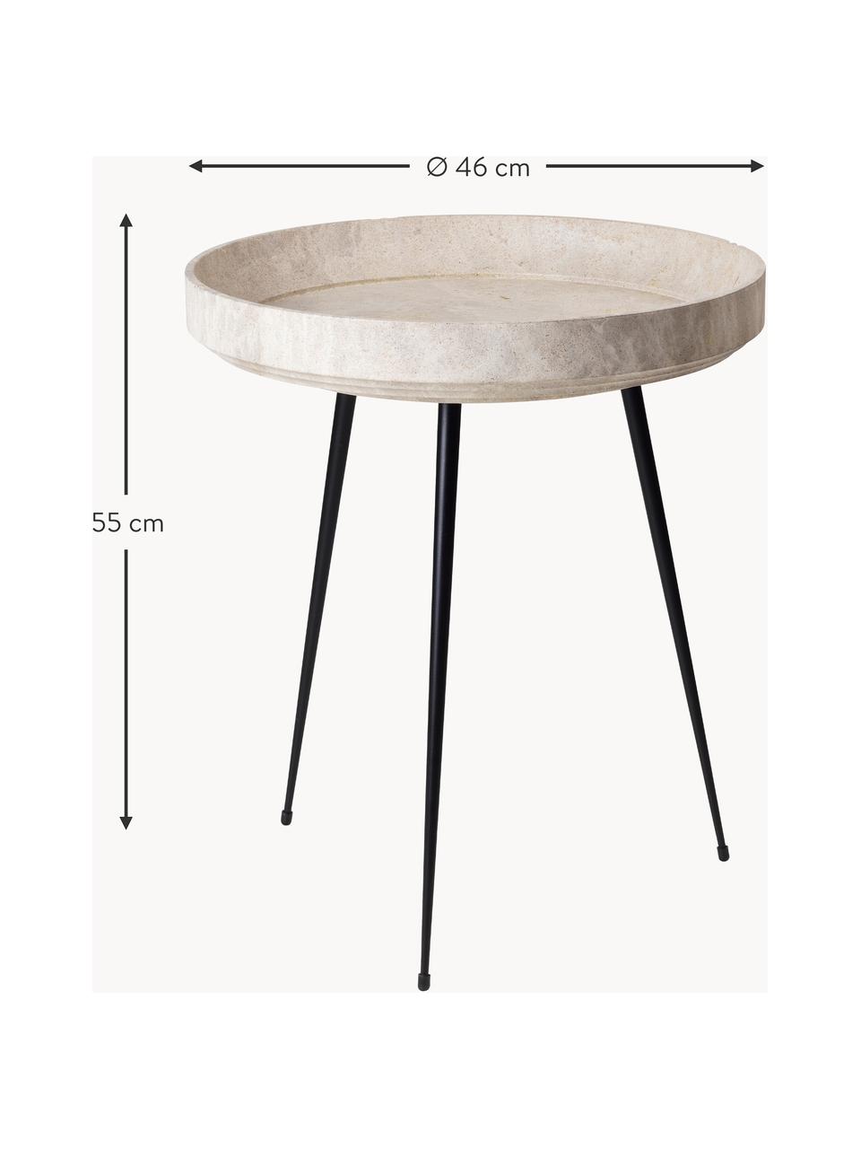 Okrúhly odkladací stolík z dubového dreva Bowl, Dubové drevo, svetlobéžová lakovaná, Ø 46 x V 55 cm