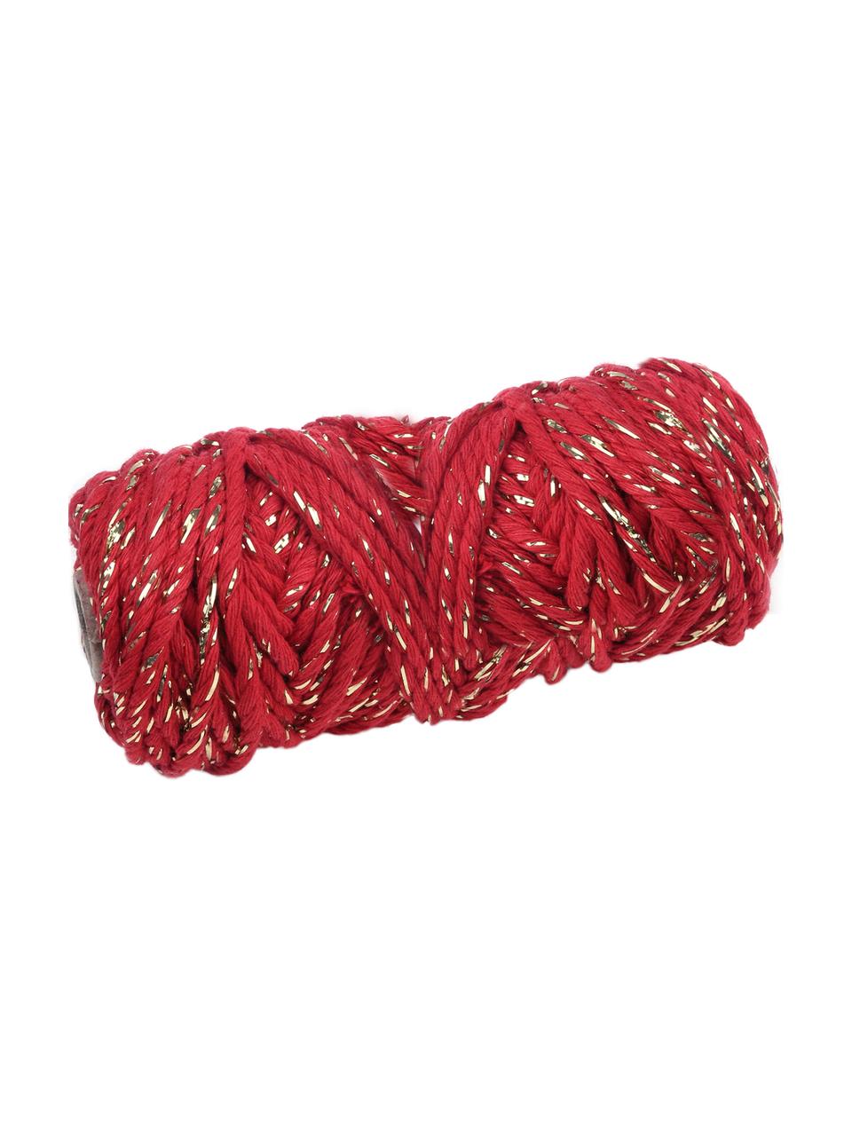 Corda regalo con filo lurex Twist, Cotone con filo lurex, Rosso, dorato, Lung. 25 m
