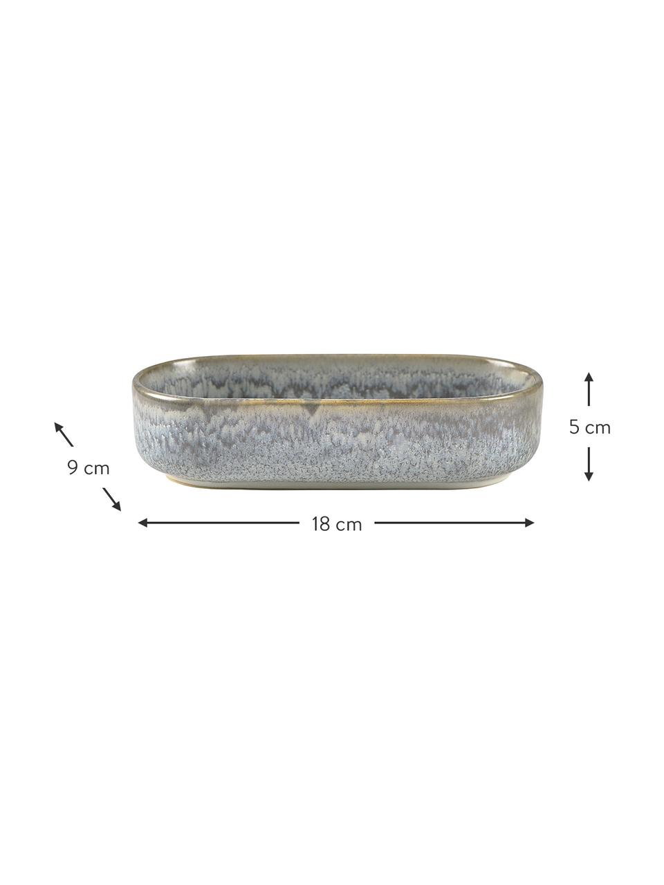 Ciotola portaoggetti in gres con smalto Thine, Gres, Sfumature di blu con un bordo scuro, Larg. 18 x Alt. 5 cm