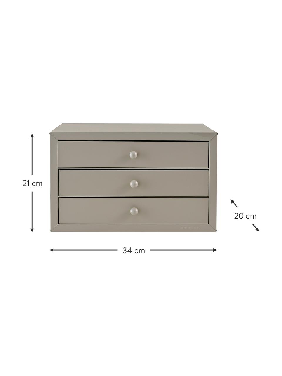 Bureau organizer Astra in taupe, Gelakt metaal, Taupe, B 34 x H 21 cm