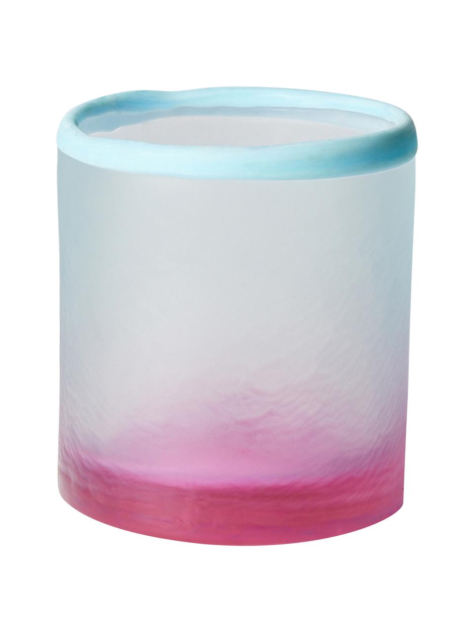 Teelichthalter Pastel, Glas, Blau, Rosa, Ø 9 x H 10 cm