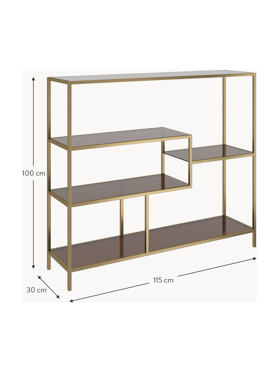 Metalen wandrek Loft, Frame: gepoedercoat metaal, Plank: veiligheidsglas, geverfd, Goudkleurig, bruin, B 115 cm x H 100 cm