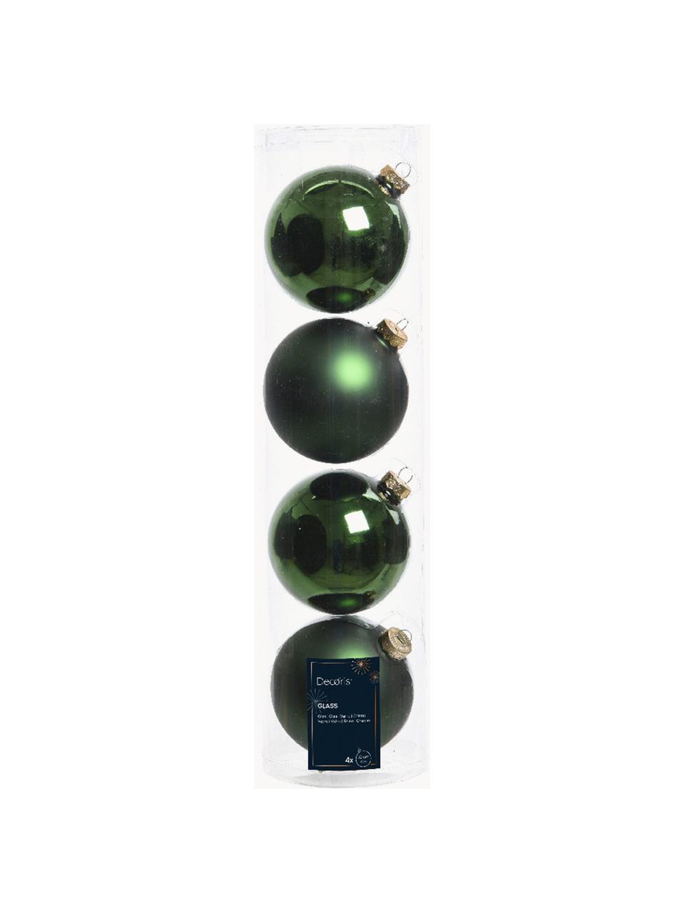 Kerstballen Evergreen mat/glanzend, verschillende formaten, Donkergroen, Ø 10 cm, 4 stuk