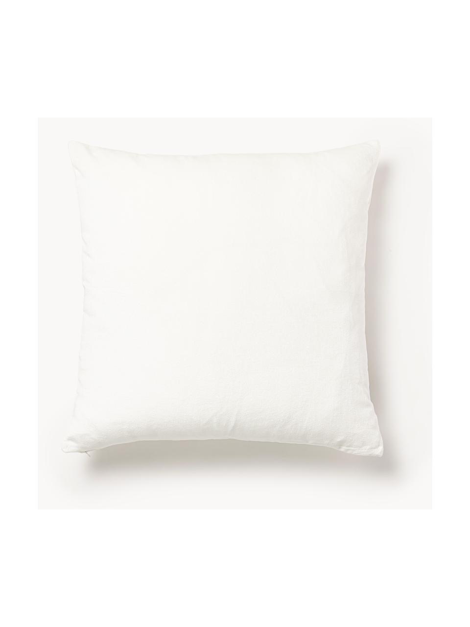 Housse de coussin en velours avec motif hivernal Celeste, Blanc crème, larg. 60 x long. 60 cm