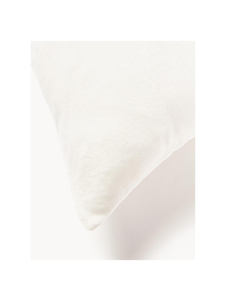 Housse de coussin en velours avec motif hivernal Celeste, Blanc crème, larg. 60 x long. 60 cm