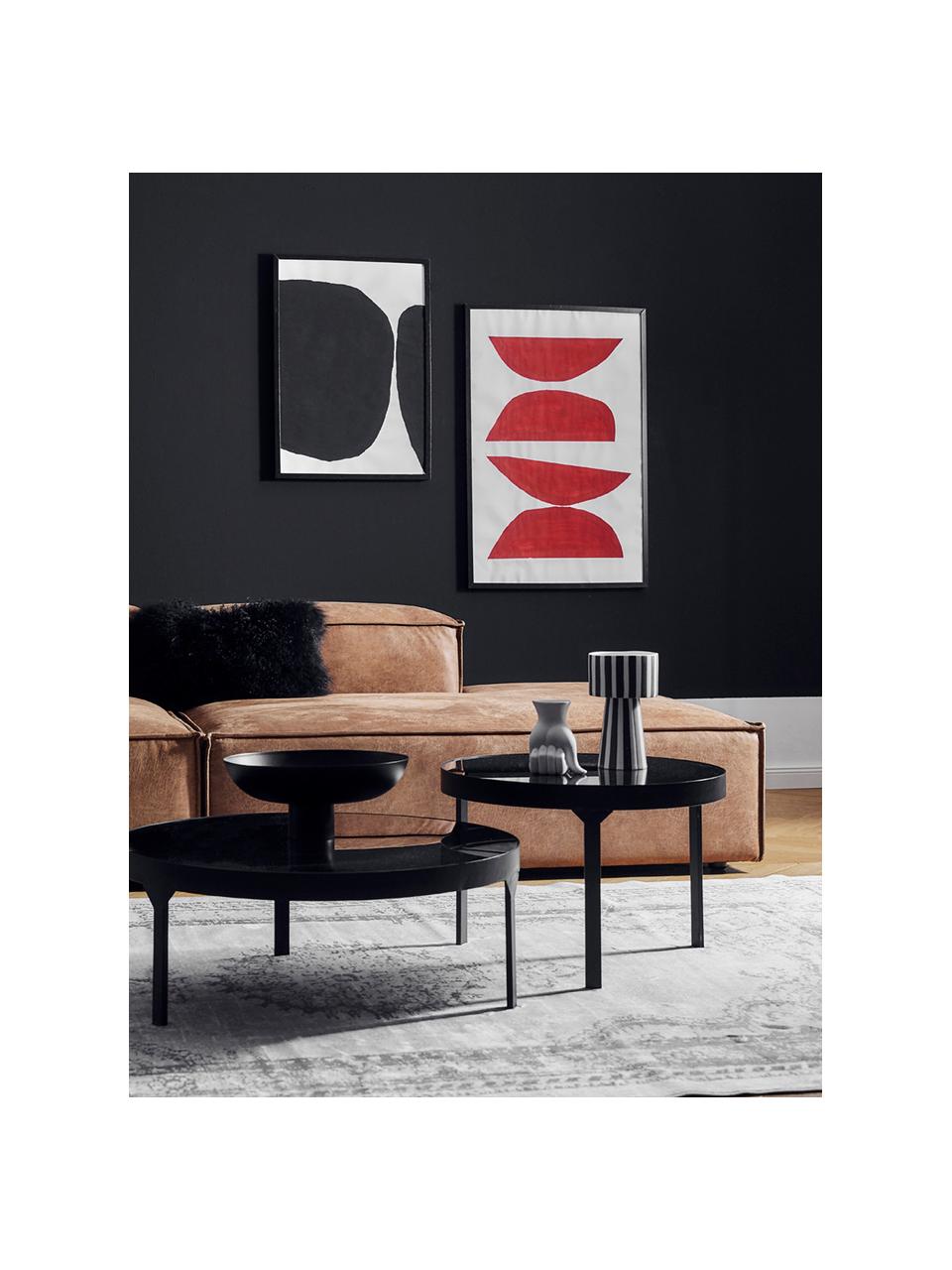 Modulaire XL chaise longue Lennon van gerecycled leer, Bekleding: gerecycled leer (70% leer, Frame: massief grenenhout, multi, Poten: kunststof De poten bevind, Leer bruin, B 357 x D 119 cm, rugleuning rechts