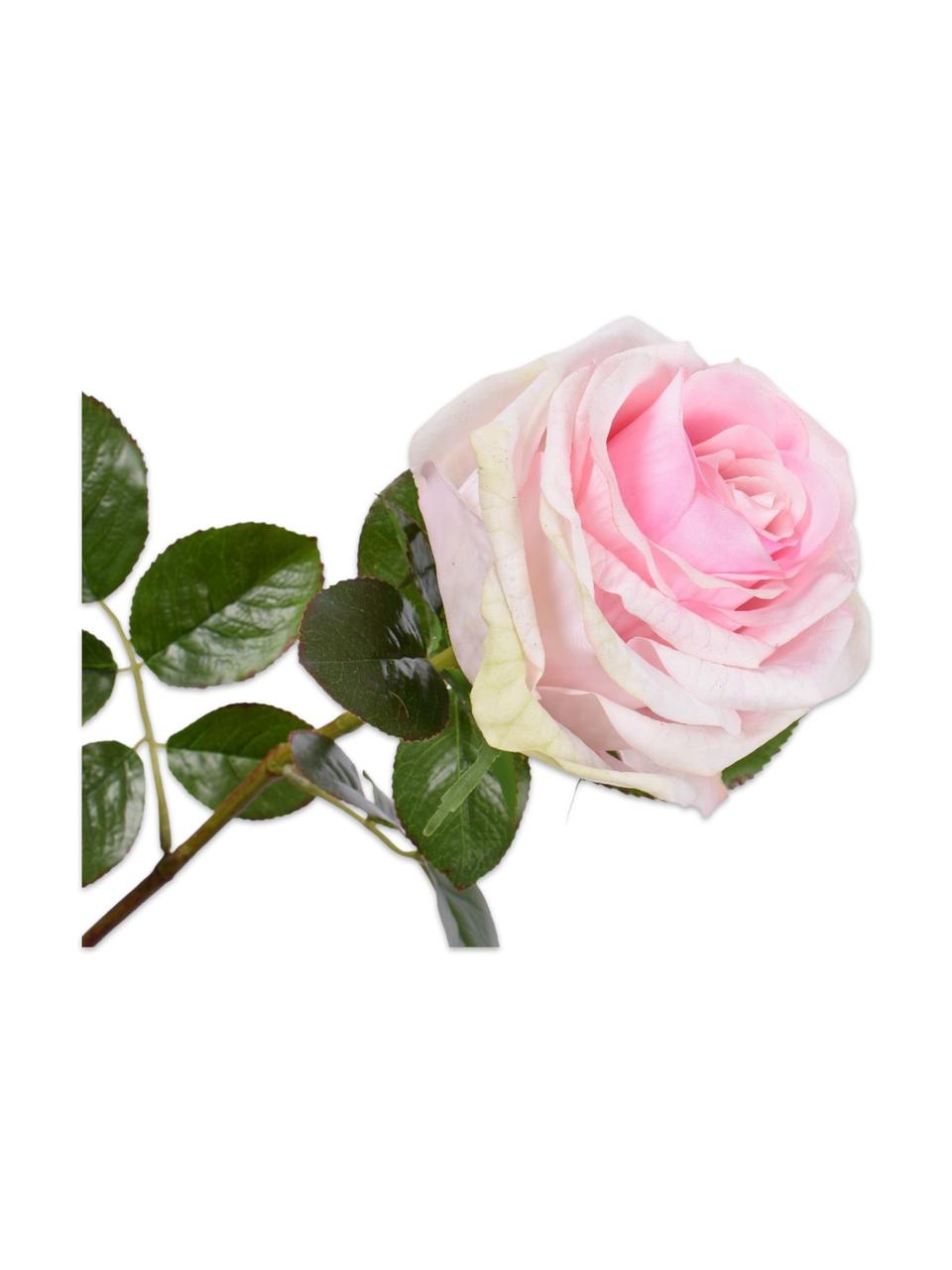 Květinová dekorace růže, bílá/růžová, 2 ks, Umělá hmota, kovový drát, Bílá, růžová, D 68 cm