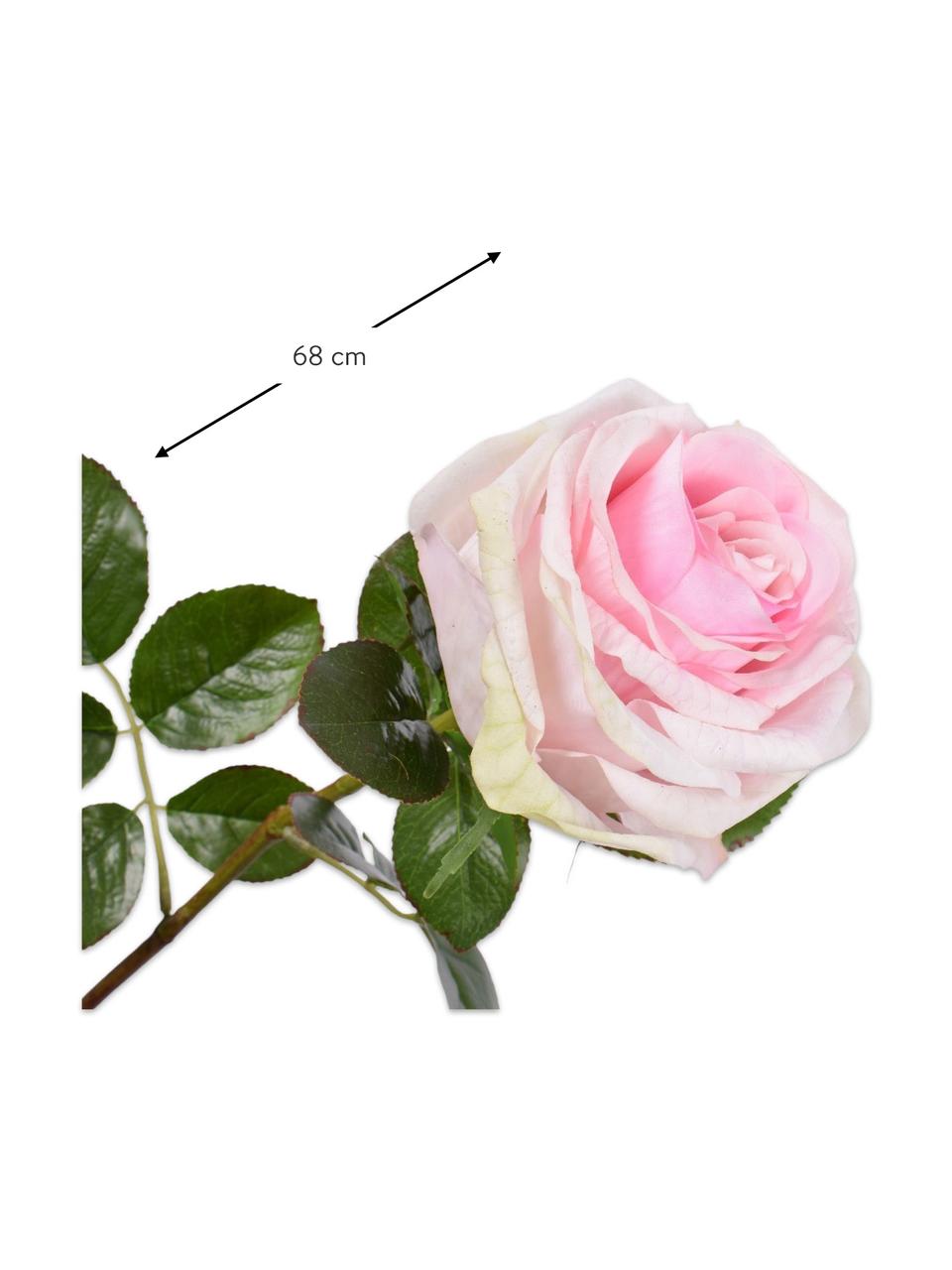 Flores artificiales Rosen, 2 uds., Plástico, alambre de metal, Blanco, rosa, L 68 cm