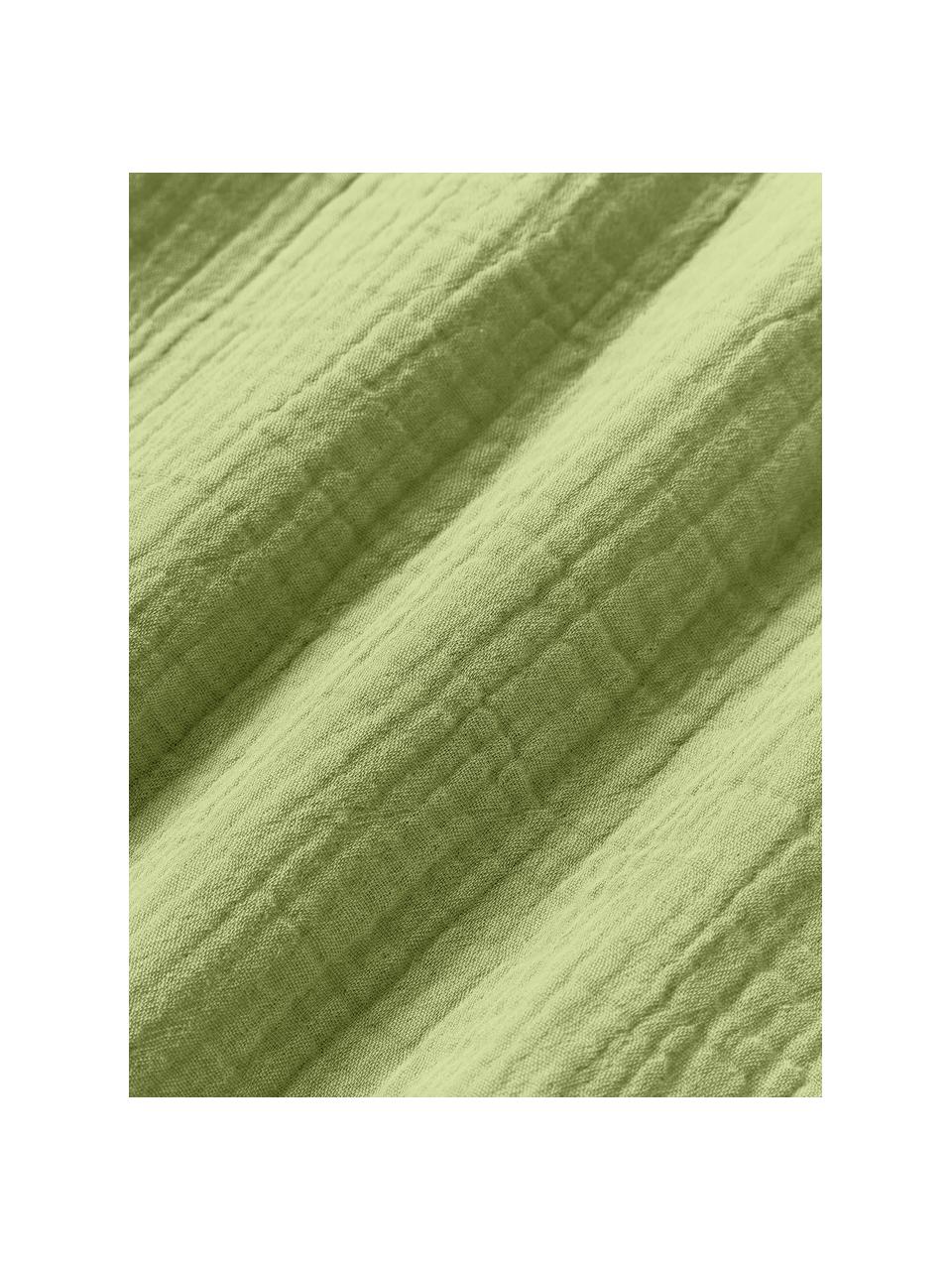 Funda nórdica de muselina Odile, Verde oliva, Cama 90 cm (155 x 220 cm)