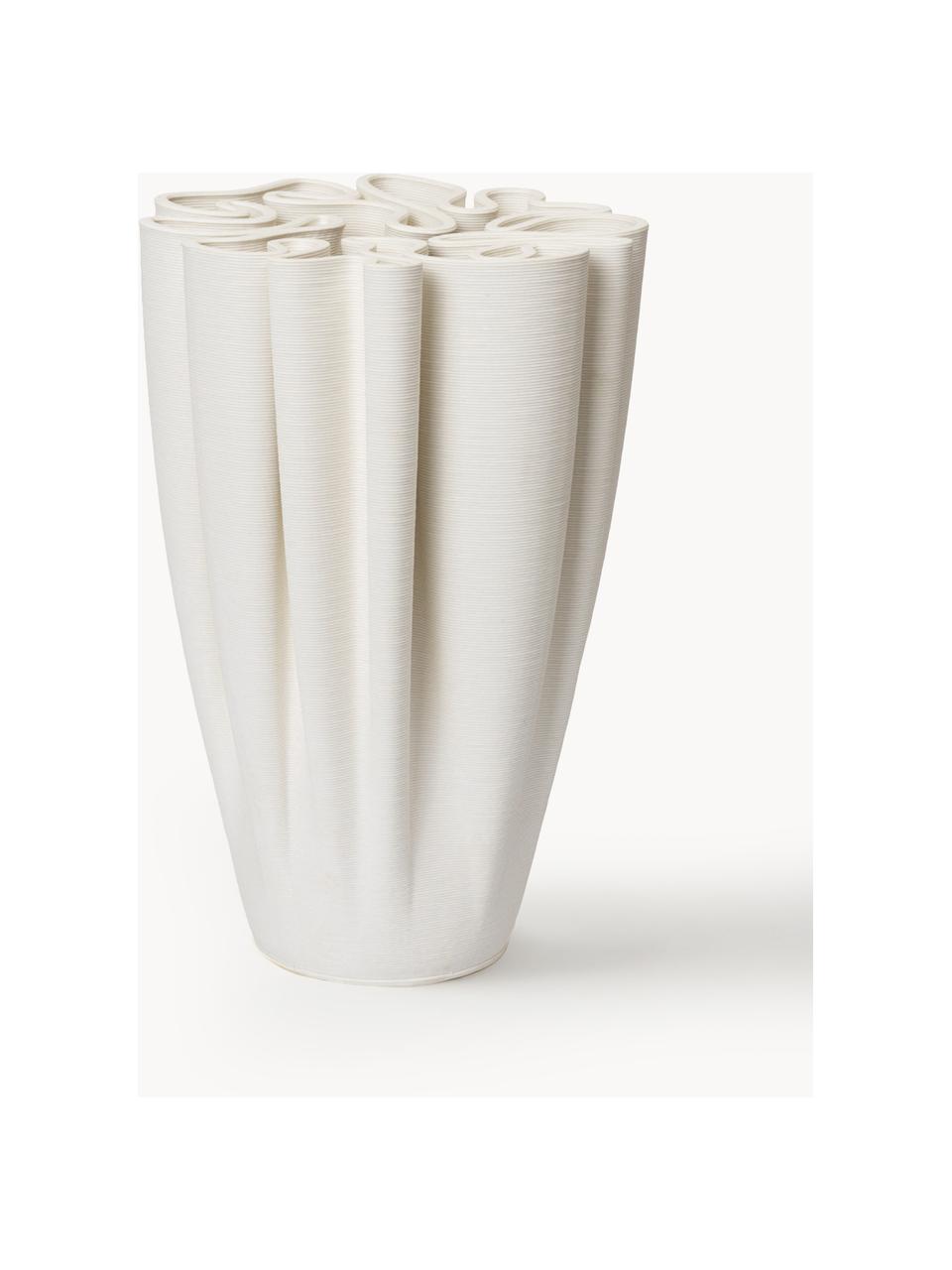 Vase Dedali aus Steinzeug, H 25 cm, Steinzeug, Off White, Ø 17 x H 25 cm