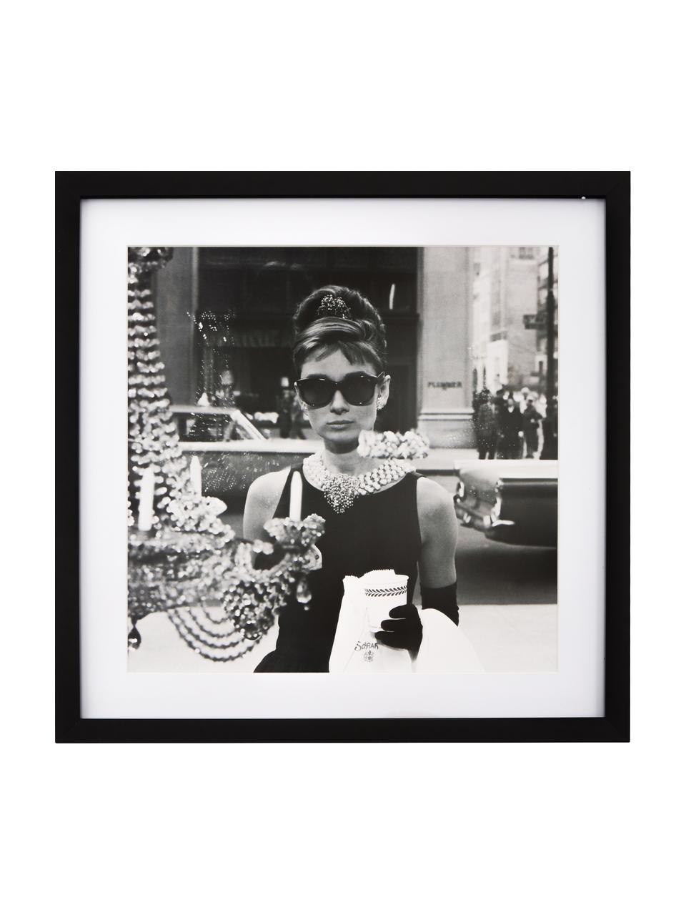 Stampa digitale incorniciata Hepburn, Immagine: Matho Litho carta, Cornice: telaio in materiale sinte, Audrey Hepburn, Larg. 40 x Alt. 40 cm
