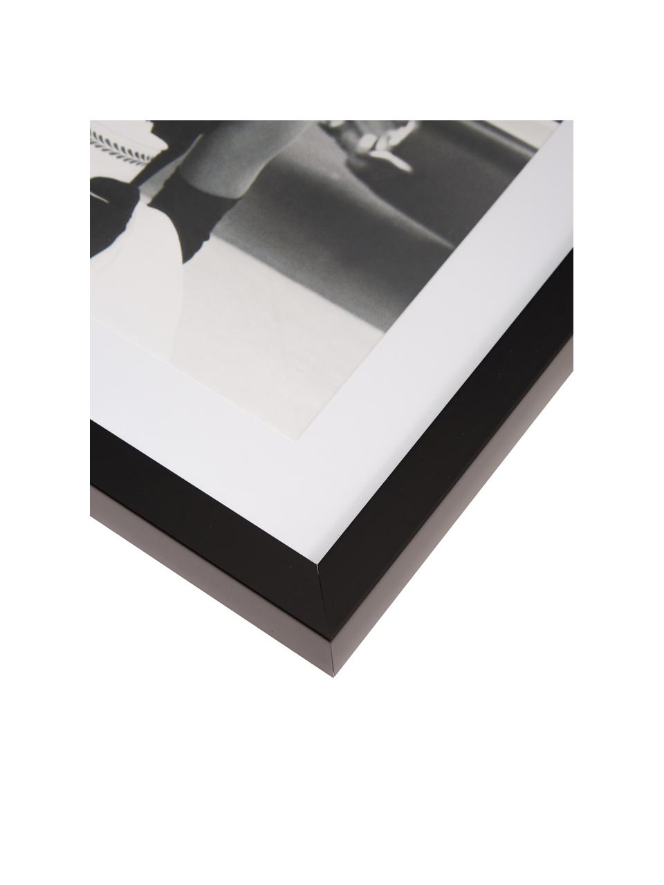 Gerahmter Digitaldruck Hepburn, Bild: Matho Litho Papier, Rahmen: Kunststoffrahmen mit Glas, Schwarz, Weiß, B 40 x H 40 cm