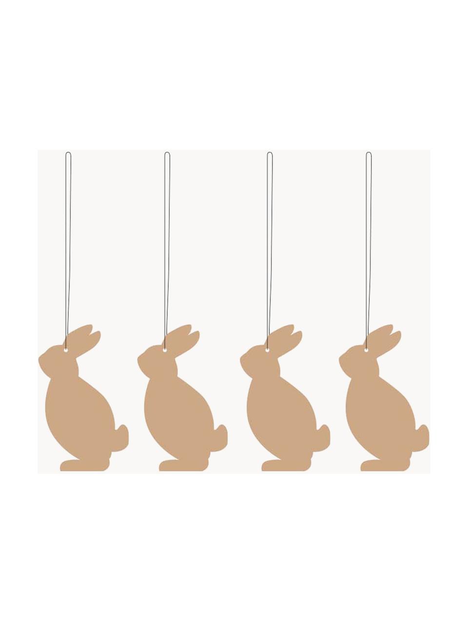Decoratieve hangers Hare, 4 stuks, Gepoedercoat edelstaal, Nougat, B 4 x H 6 cm