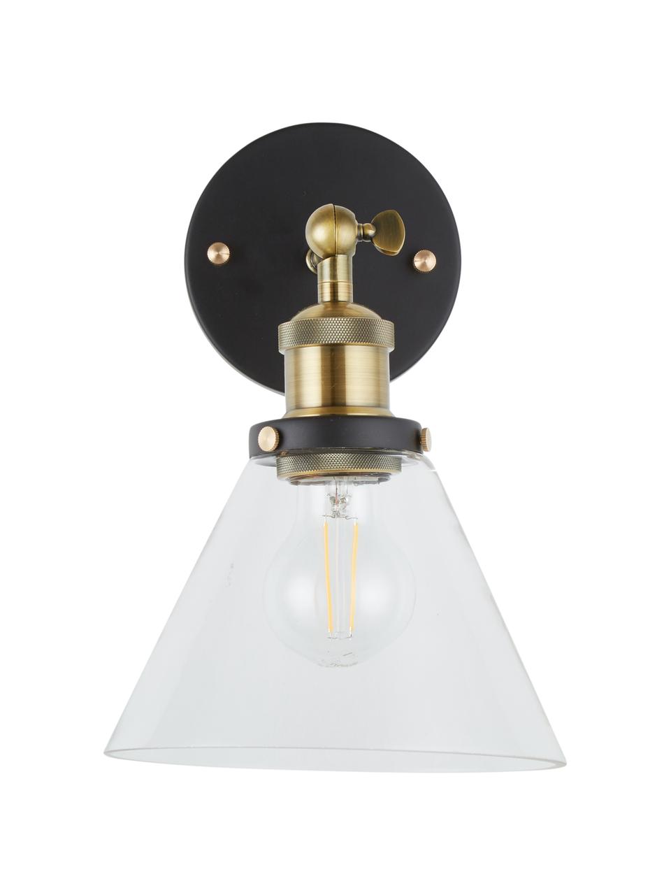 Nástenná lampa New York Loft No.1, Čierna, mosadzná, priehľadná