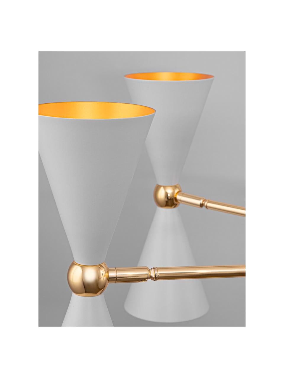 Lámpara de techo grande Vesper, estilo retro, Anclaje: metal recubierto, Adornos: metal recubierto, Blanco, dorado, Ø 91 x Al 82 cm