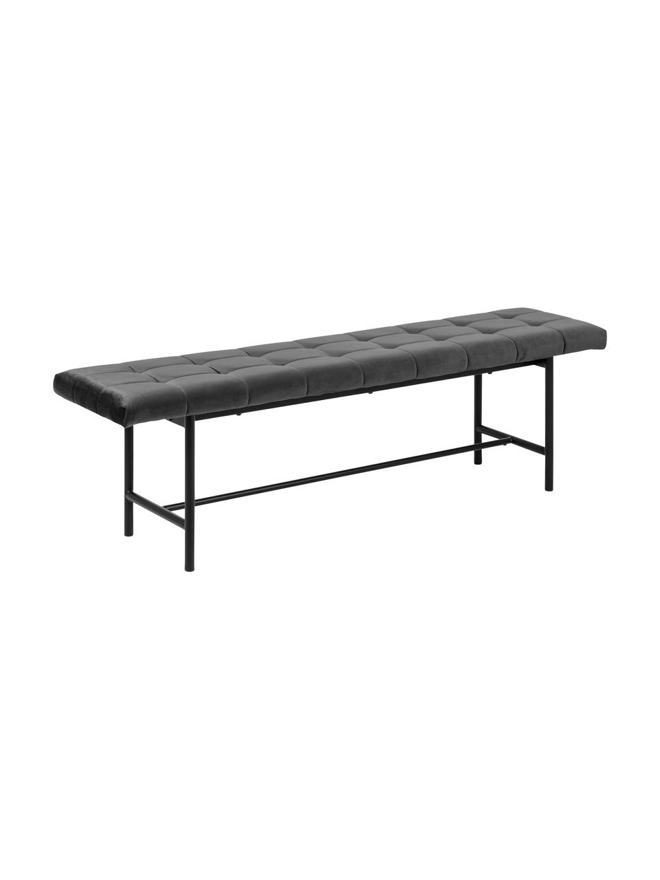 Dizajnérska lavička so zamatovým čalúnením Sigfrid, Tmavosivá, čierna, Š 160 x V 47 cm
