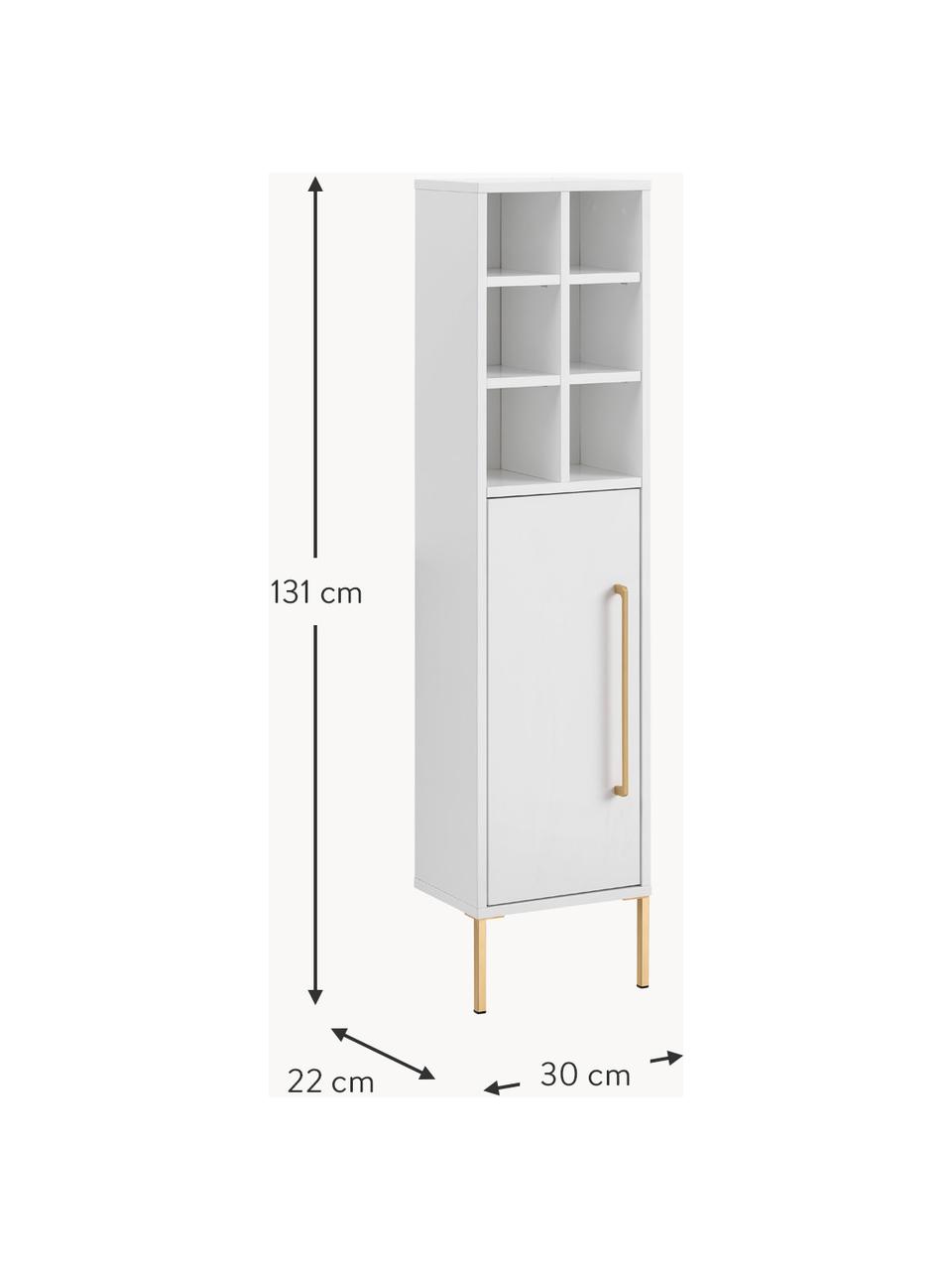 Bad-Hochschrank Palladia, B 30 cm, Weiß, Goldfarben, B 30 x H 131 cm