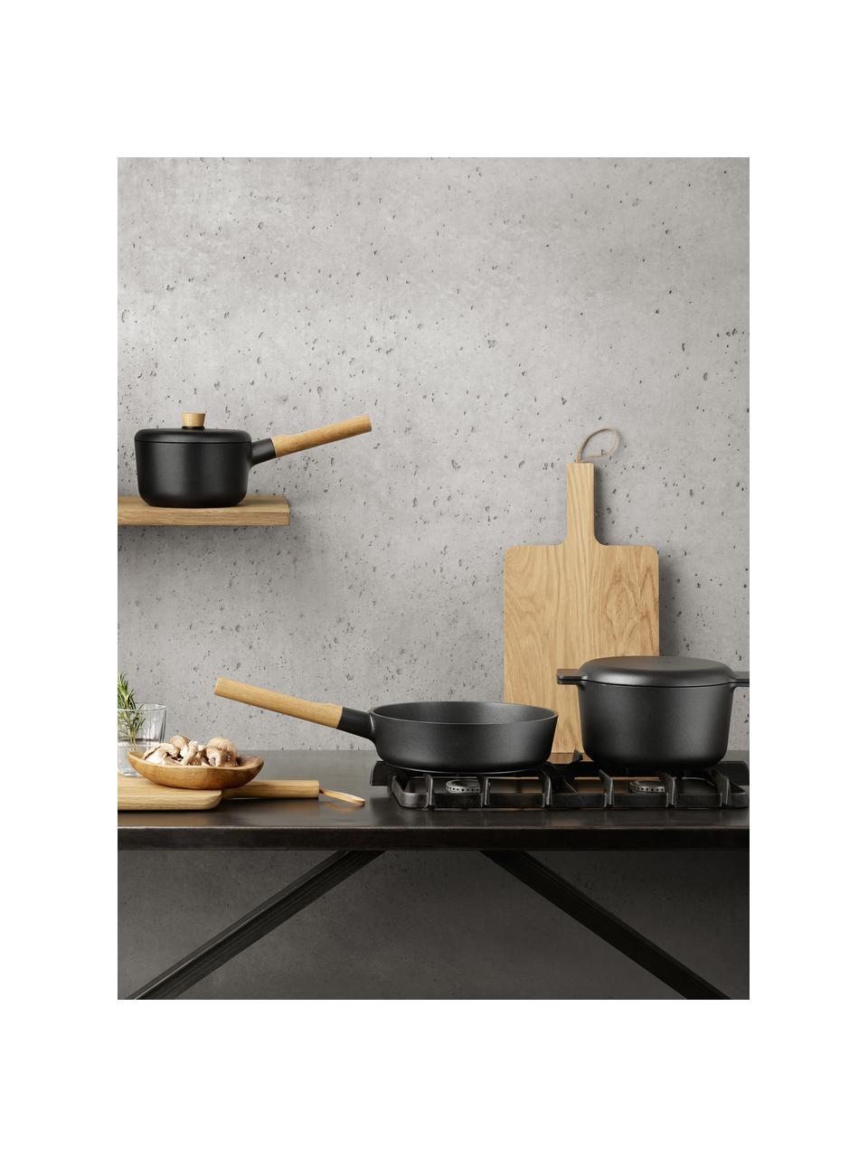 Sauteuse Nordic Kitchen mit Antihaftbeschichtung, Griff: Eichenholz, Schwarz, Eichenholz, Ø 25 x H 12 cm