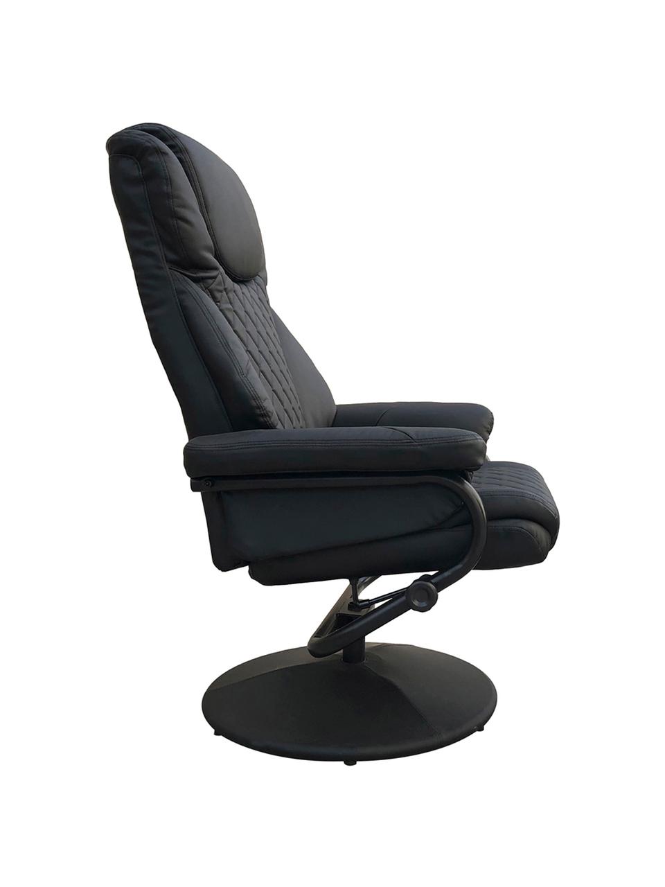 Sillón reclinable con reposapiés Relax, Tapizado: piel sintética, Negro, An 80 x Al 112 cm