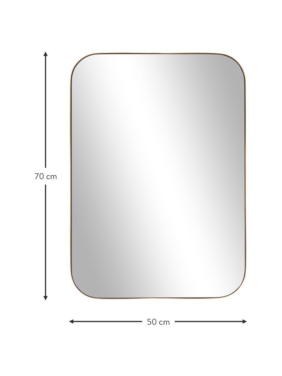 Eckiger Wandspiegel Lily, Rahmen: Metall, Spiegelfläche: Spiegelglas, Rückseite: Mitteldichte Holzfaserpla, Goldfarben, B 50 x H 70 cm
